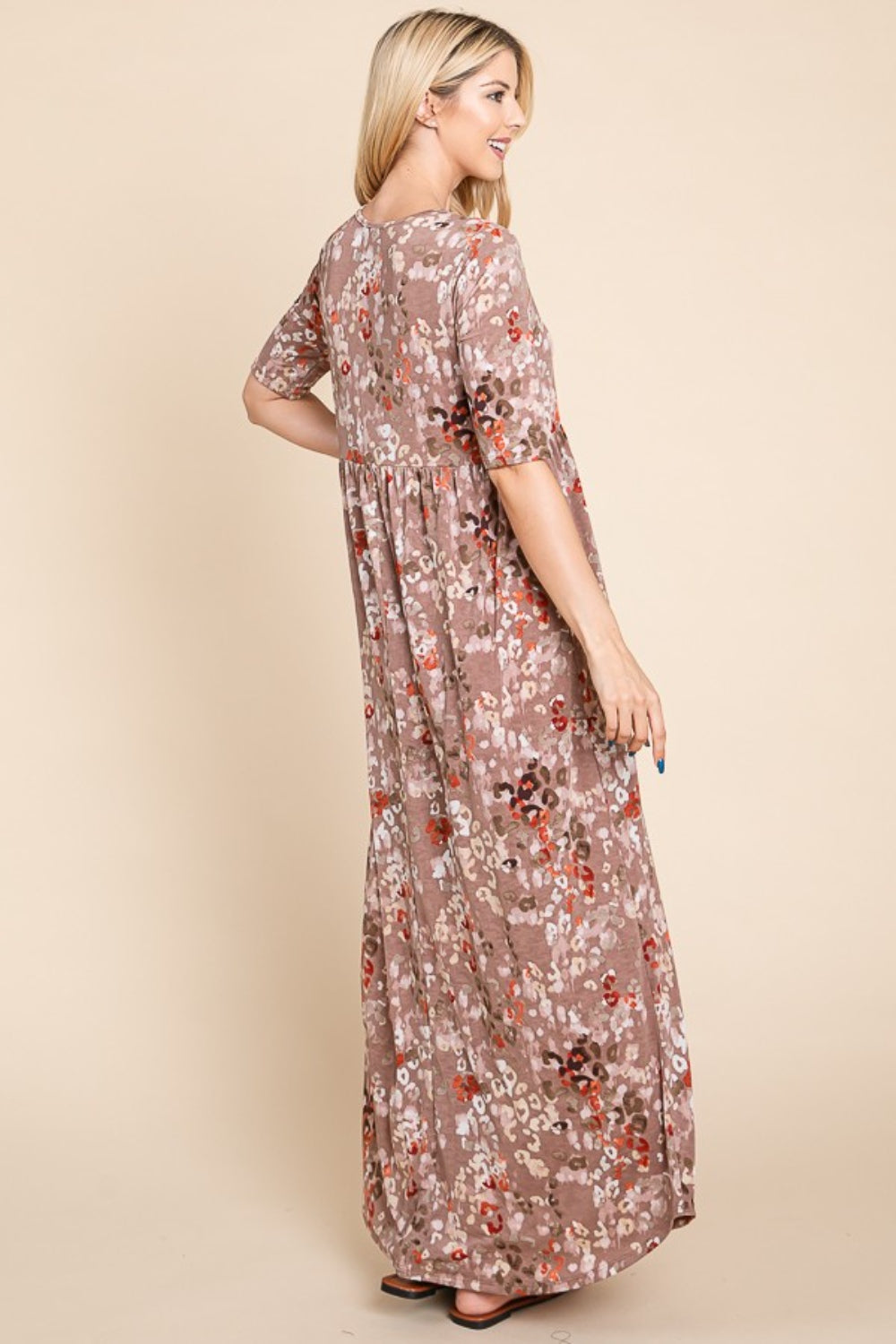 Blue Zone Planet | BOMBOM Printed Shirred Maxi Dress BLUE ZONE PLANET
