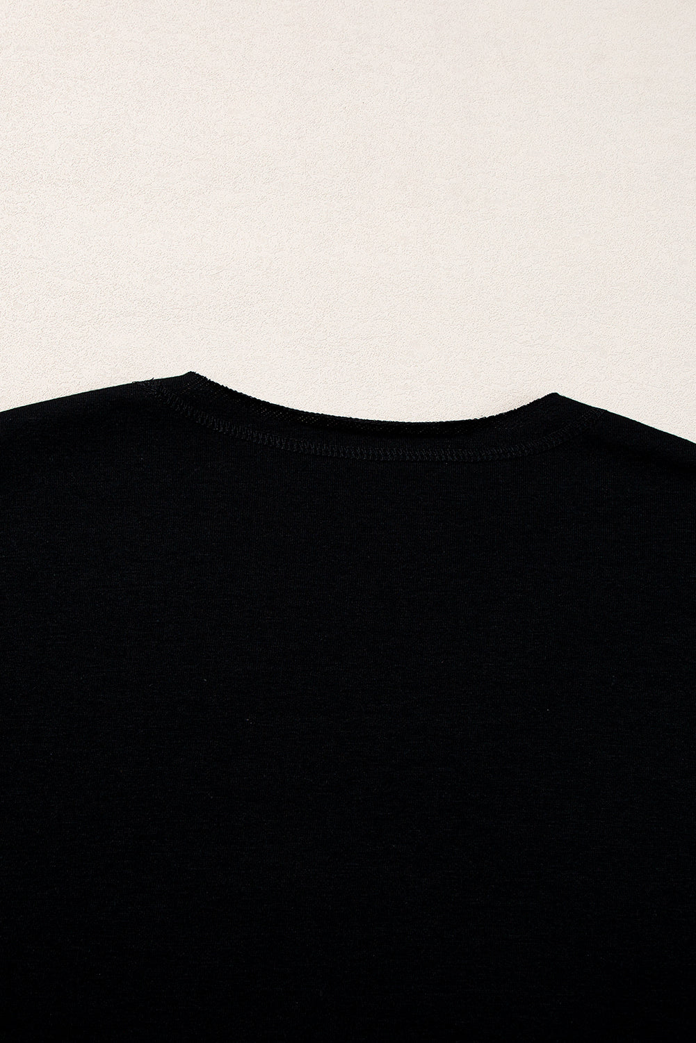 Black USA Lettering Patch Notched Neck Loose Tee Blue Zone Planet