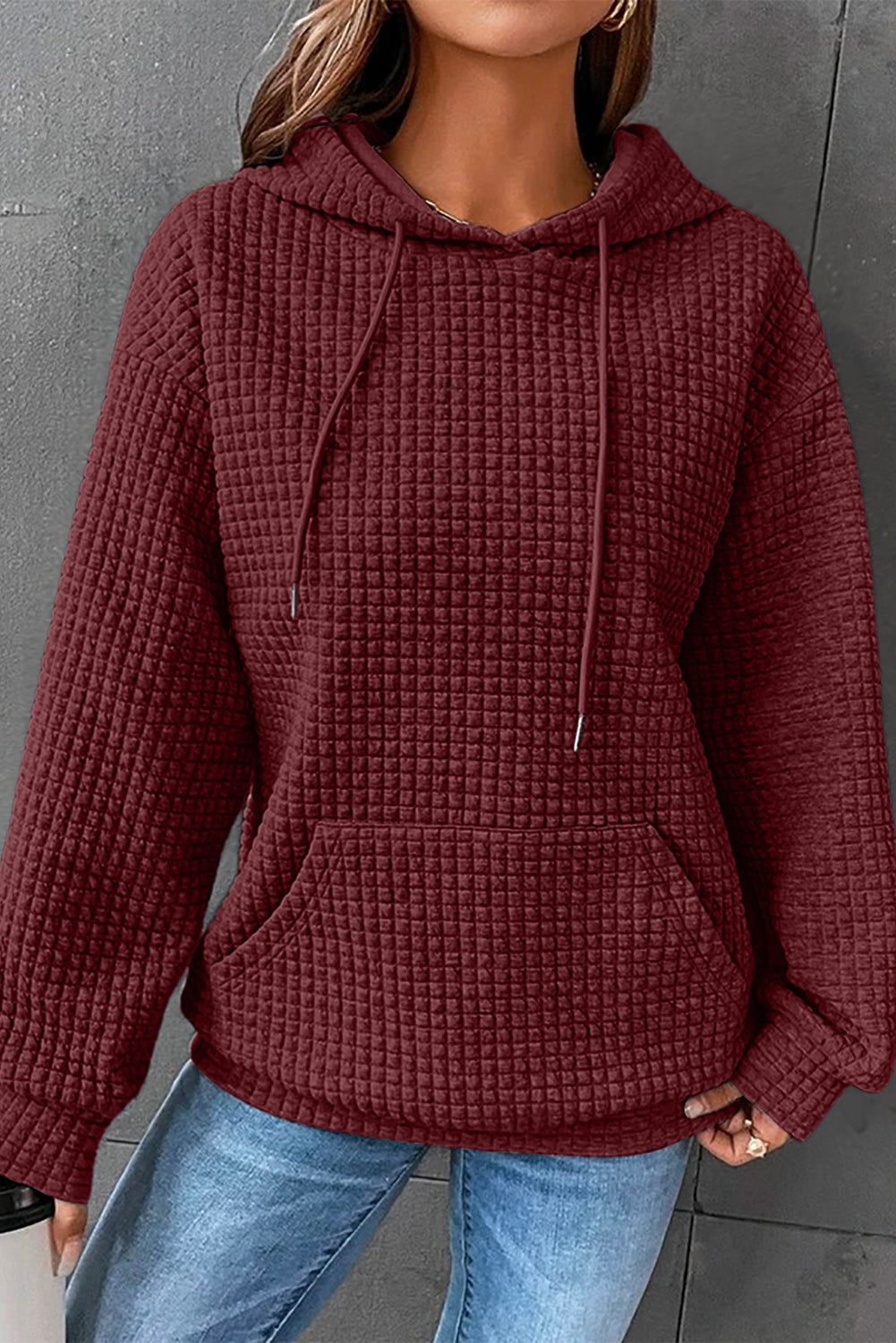 Dropped Shoudler Pocketed Hoodie BLUE ZONE PLANET