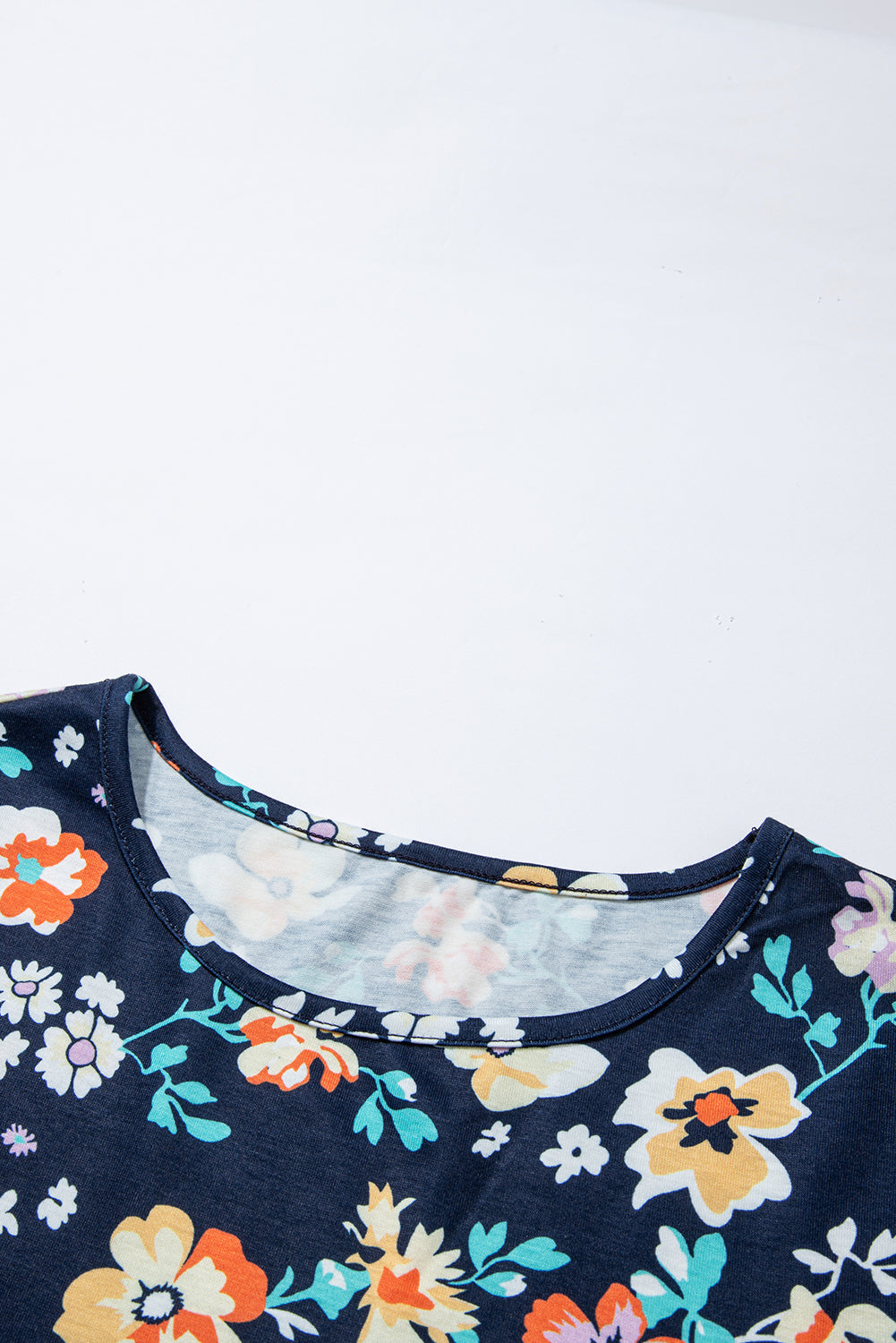 Blue Zone Planet | Blue Short Sleeve A-line Floral Dress Blue Zone Planet