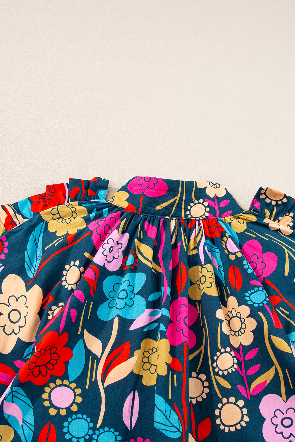 Blue Zone Planet | Green Floral Print Puff Sleeve Ruffled Mini Dress Blue Zone Planet