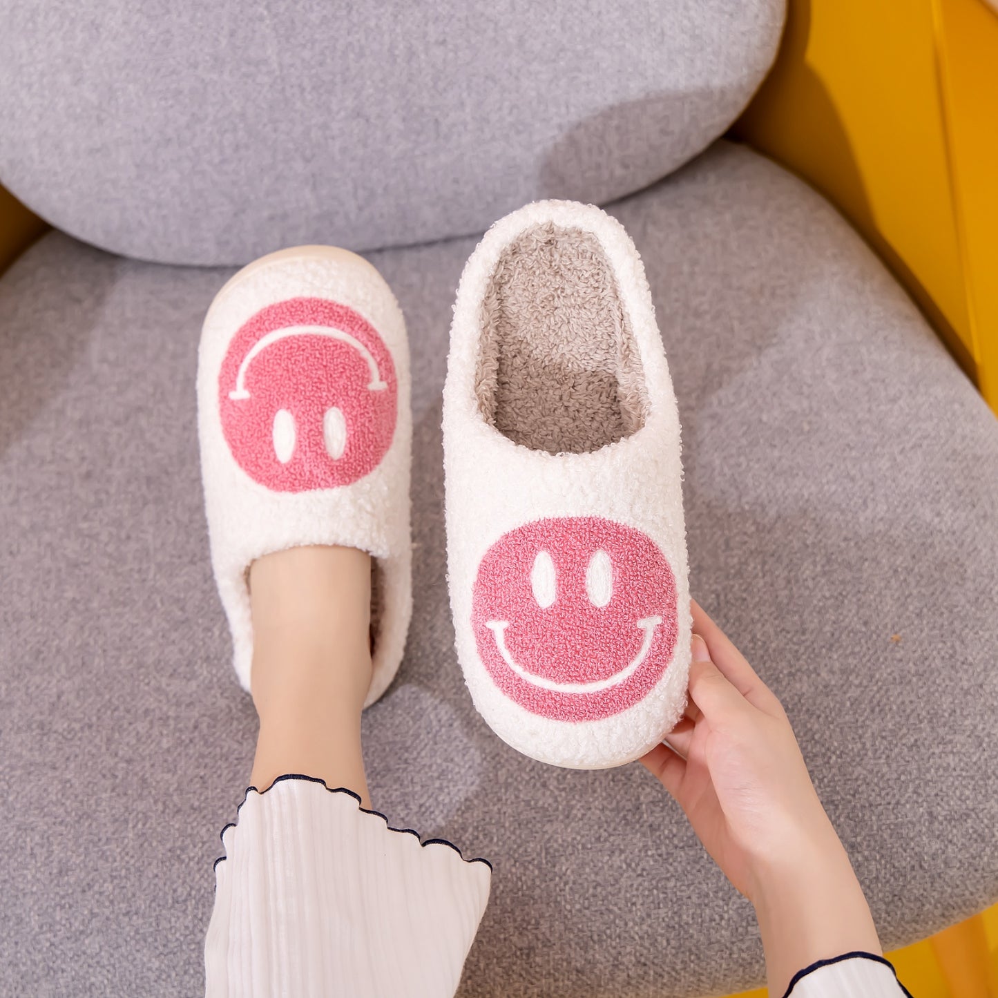 Blue Zone Planet | Melody Smiley Face Slippers BLUE ZONE PLANET