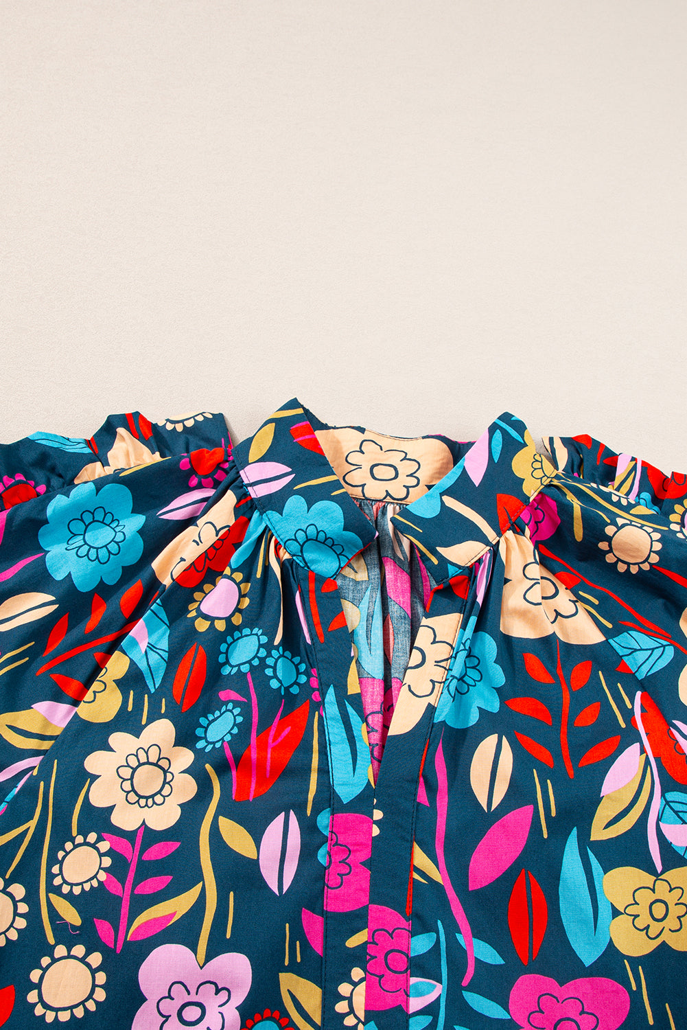 Blue Zone Planet | Green Floral Print Puff Sleeve Ruffled Mini Dress Blue Zone Planet