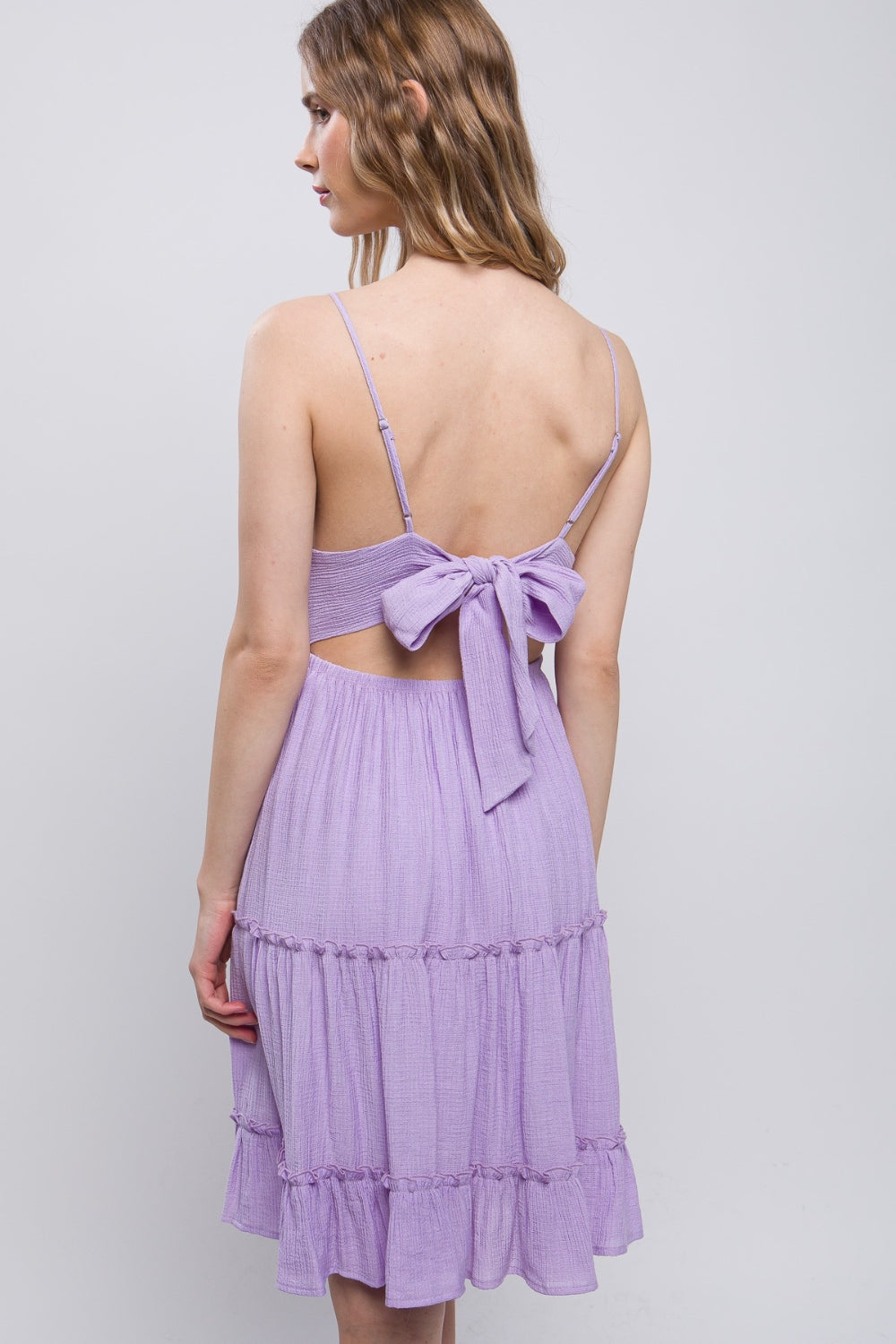 Blue Zone Planet | LOVE TREE Lace Detail Tied V-Neck Mini Cami Dress BLUE ZONE PLANET