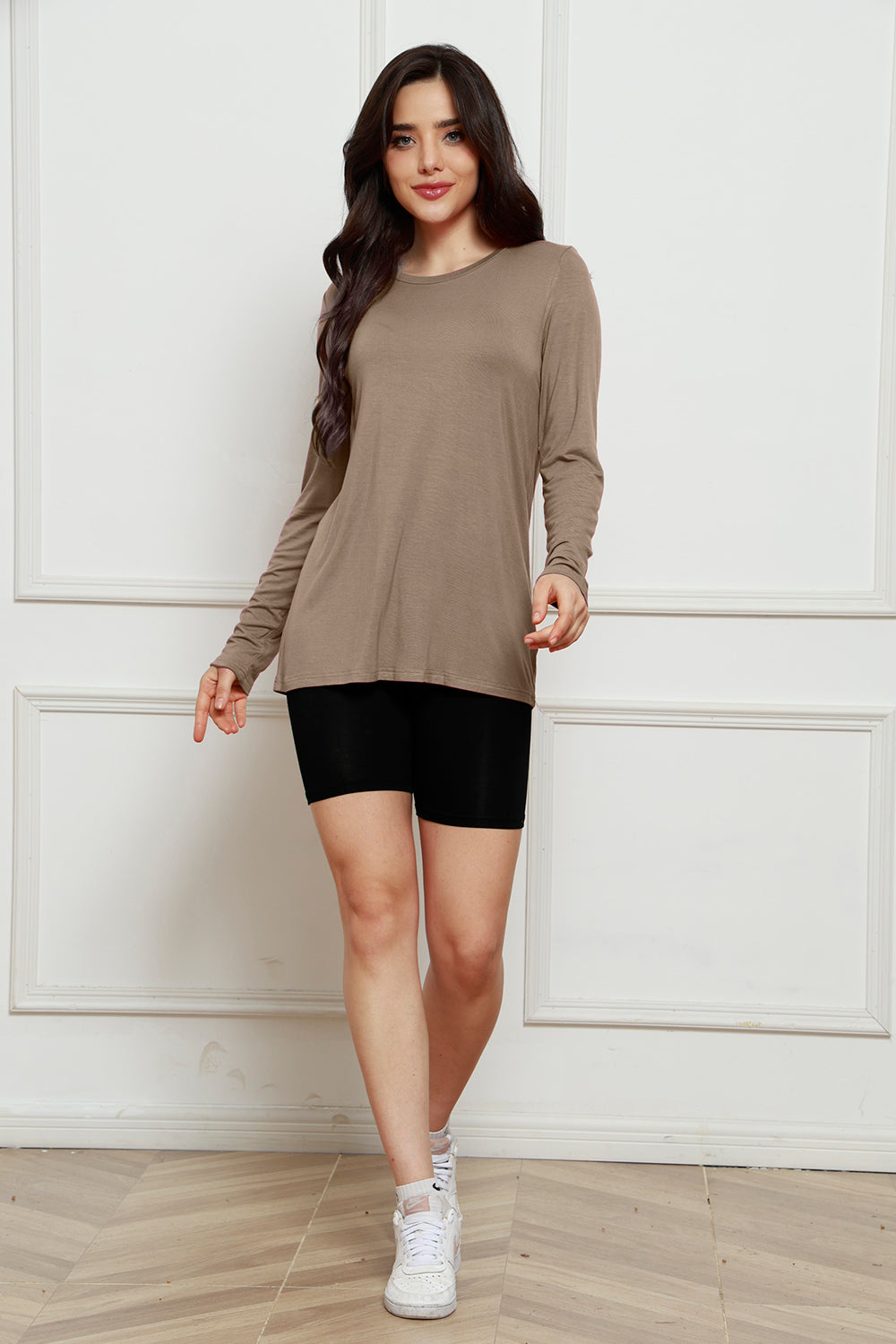 Basic Bae Full Size Round Neck Long Sleeve Top BLUE ZONE PLANET