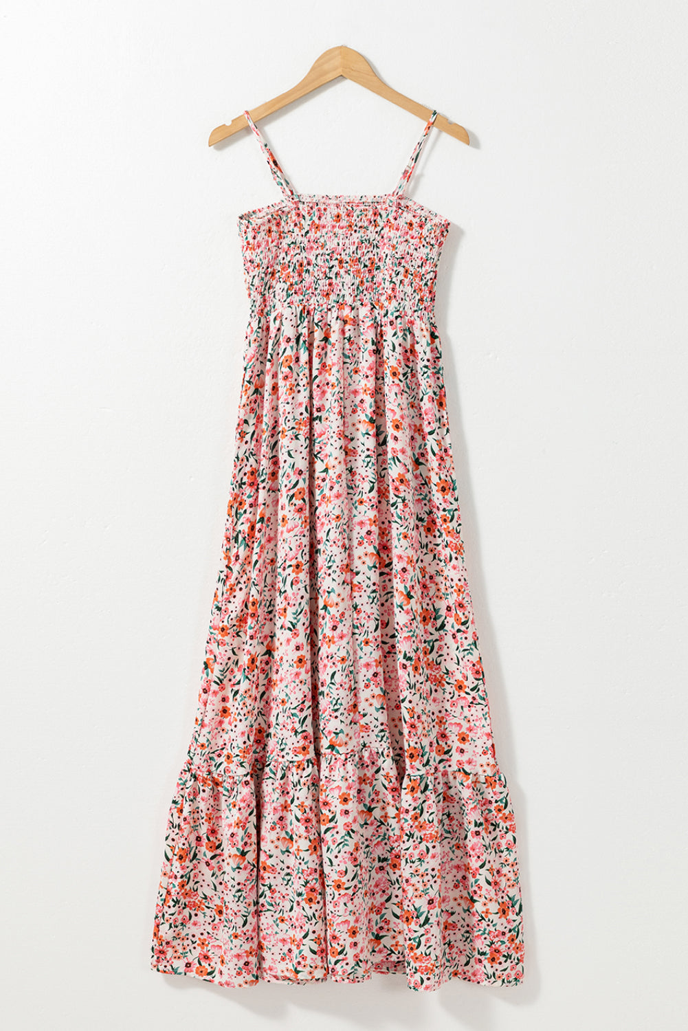 Blue Zone Planet | White Boho Floral Smocked Ruffled Maxi Dress Blue Zone Planet
