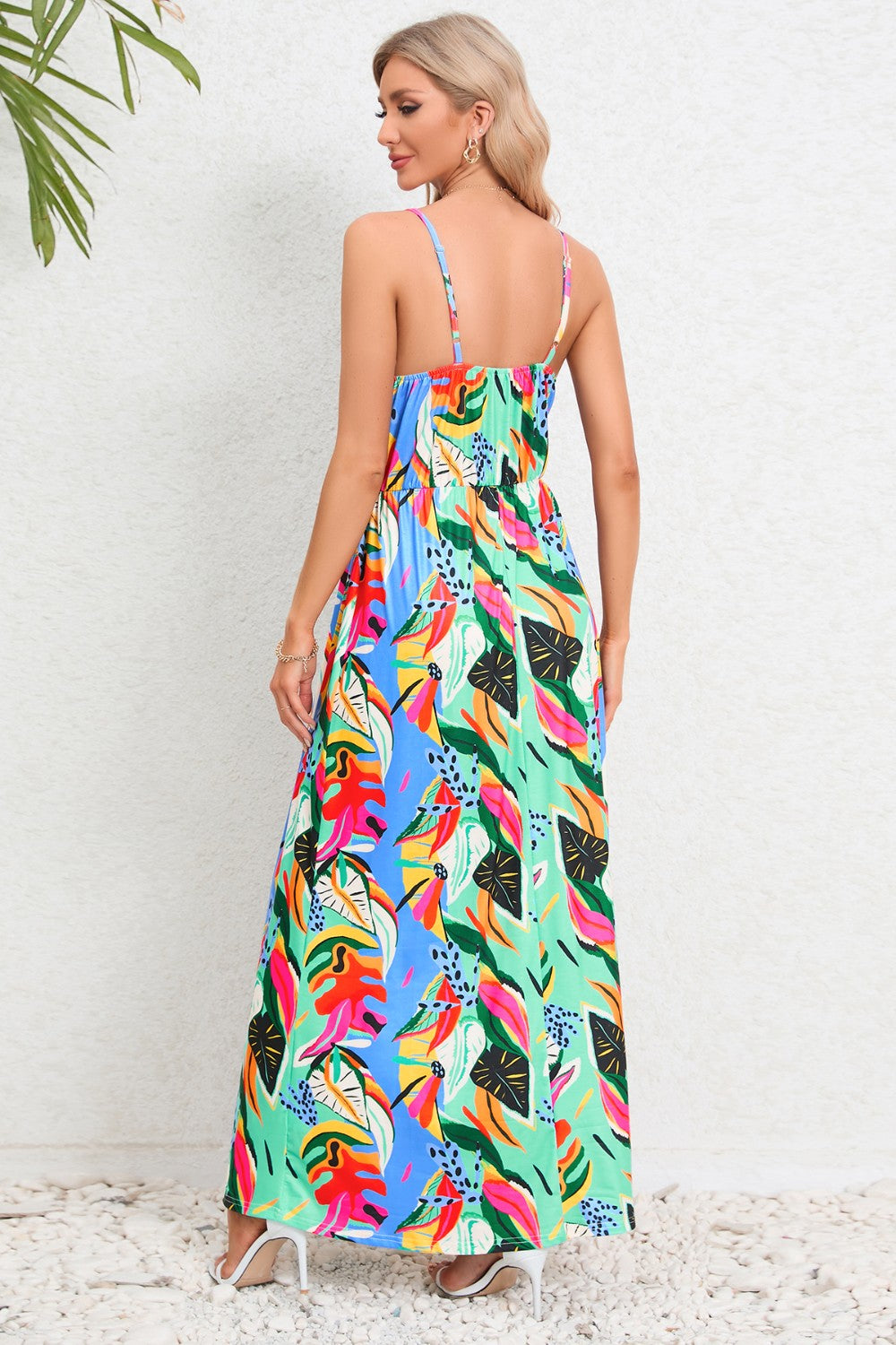 Blue Zone Planet | Printed Surplice Maxi Cami Dress BLUE ZONE PLANET