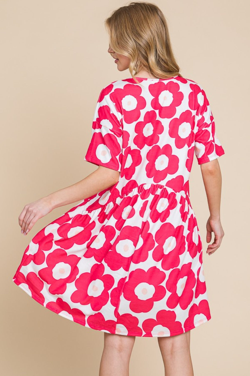 Blue Zone Planet | BOMBOM Flower Print Ruched Dress BLUE ZONE PLANET