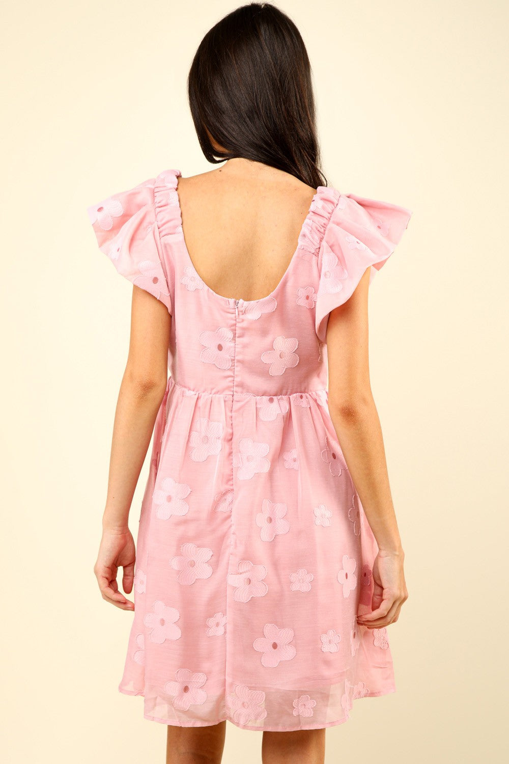 Blue Zone Planet | VERY J Flower Embroidered Organza Mini Dress BLUE ZONE PLANET
