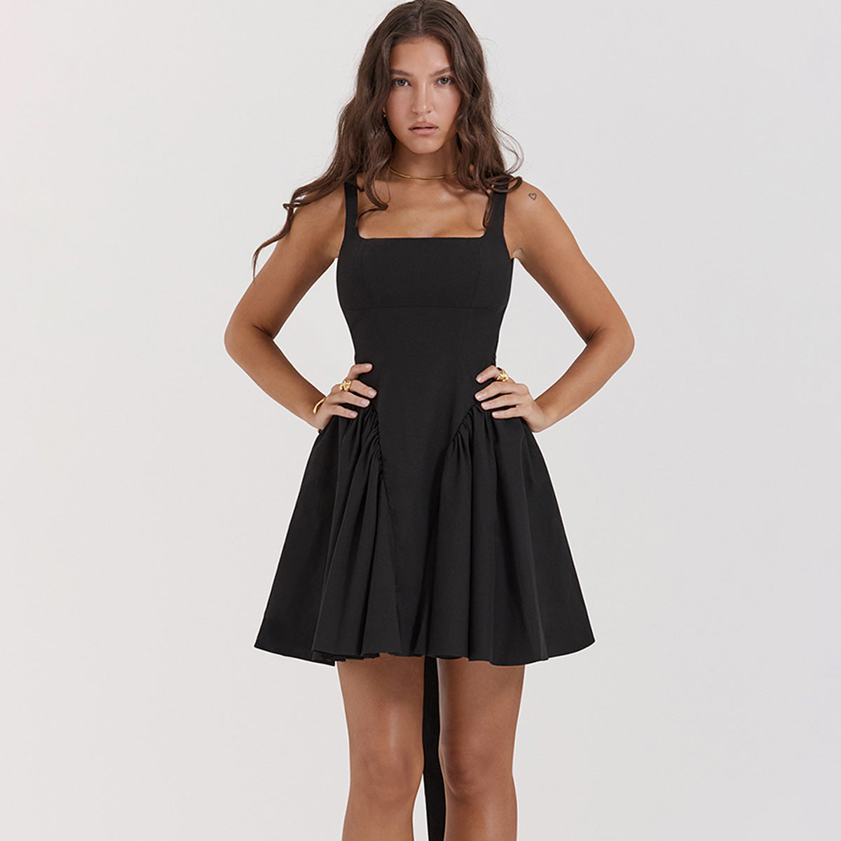 Blue Zone Planet | Juliana's French Backless Spliced Ruffle Skirt Back Bow Mini Dress Blue Zone Planet