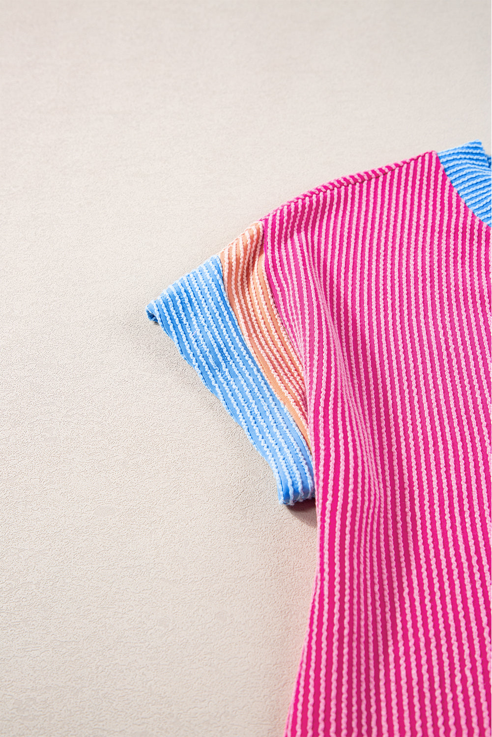 Rose Red Textured Colorblock Edge Patched Pocket T Shirt Dress Blue Zone Planet