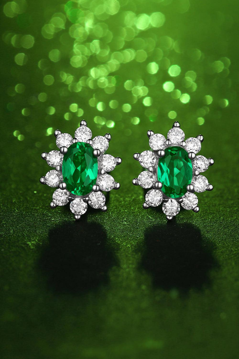 1 Carat Lab-Grown Emerald Stud Earrings BLUE ZONE PLANET