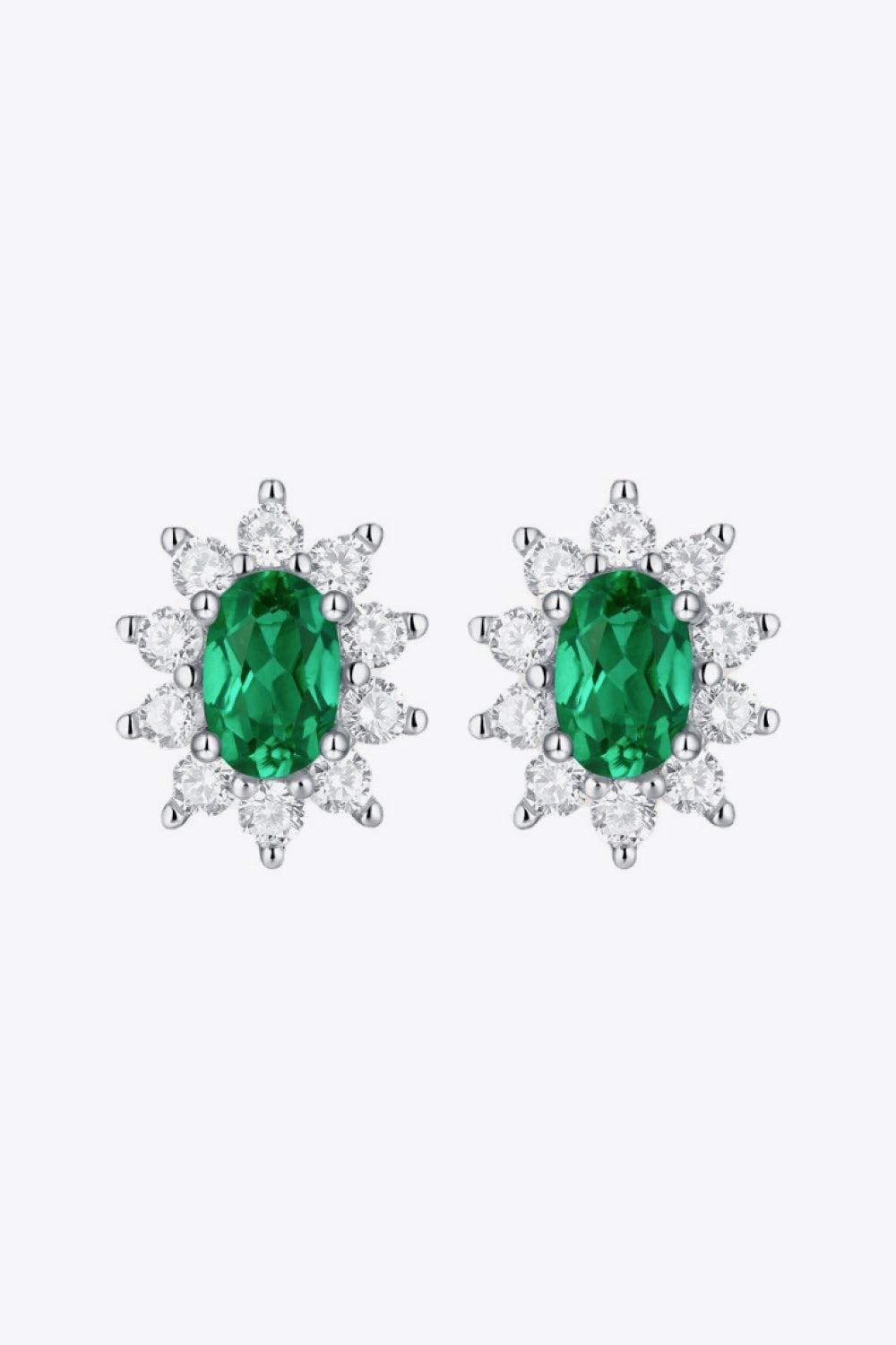 1 Carat Lab-Grown Emerald Stud Earrings BLUE ZONE PLANET