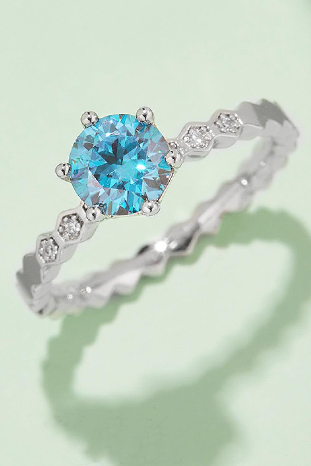 1 Carat Moissanite 6-Prong 925 Sterling Silver Ring BLUE ZONE PLANET