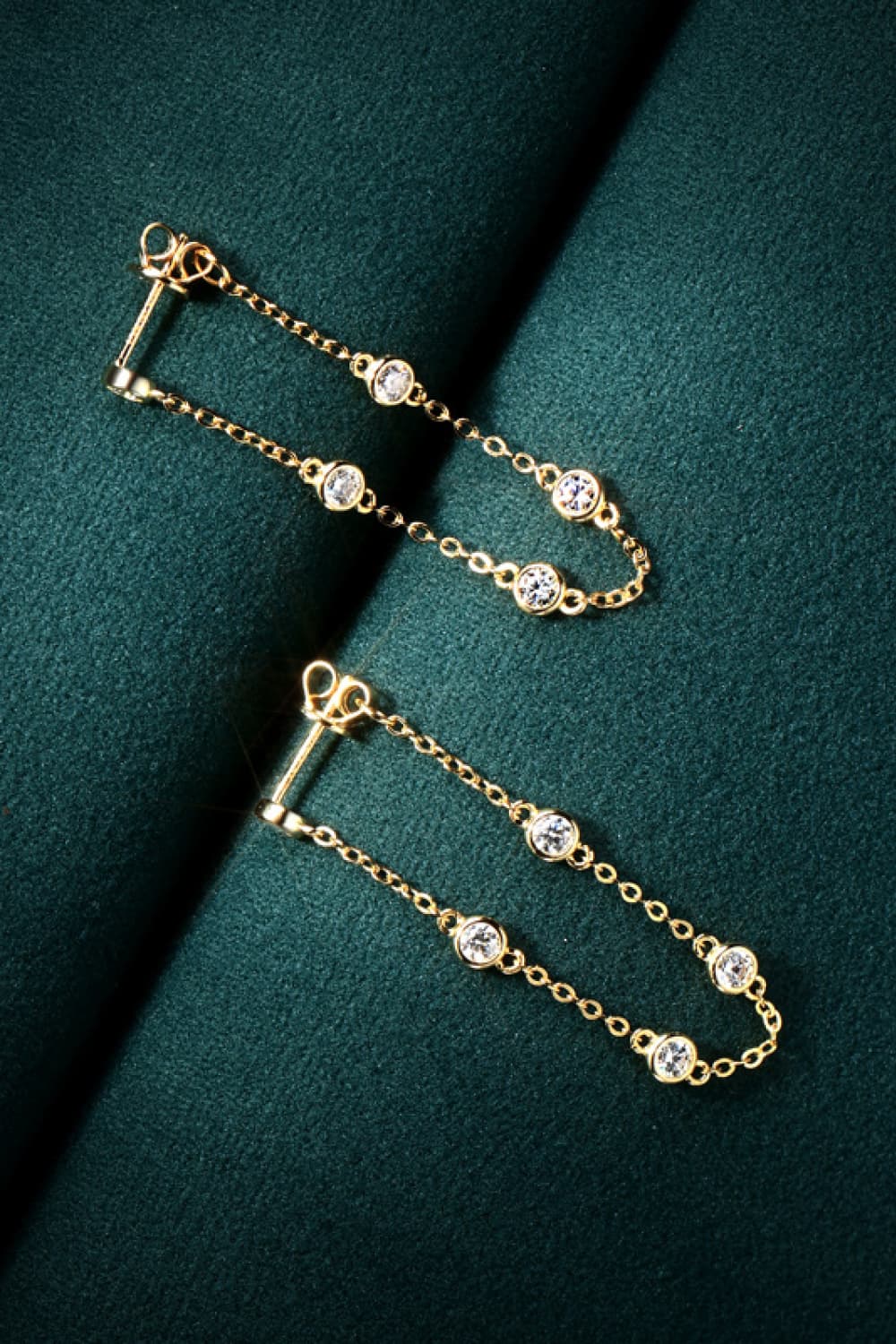 1 Carat Moissanite 925 Sterling Silver Chain Earrings BLUE ZONE PLANET