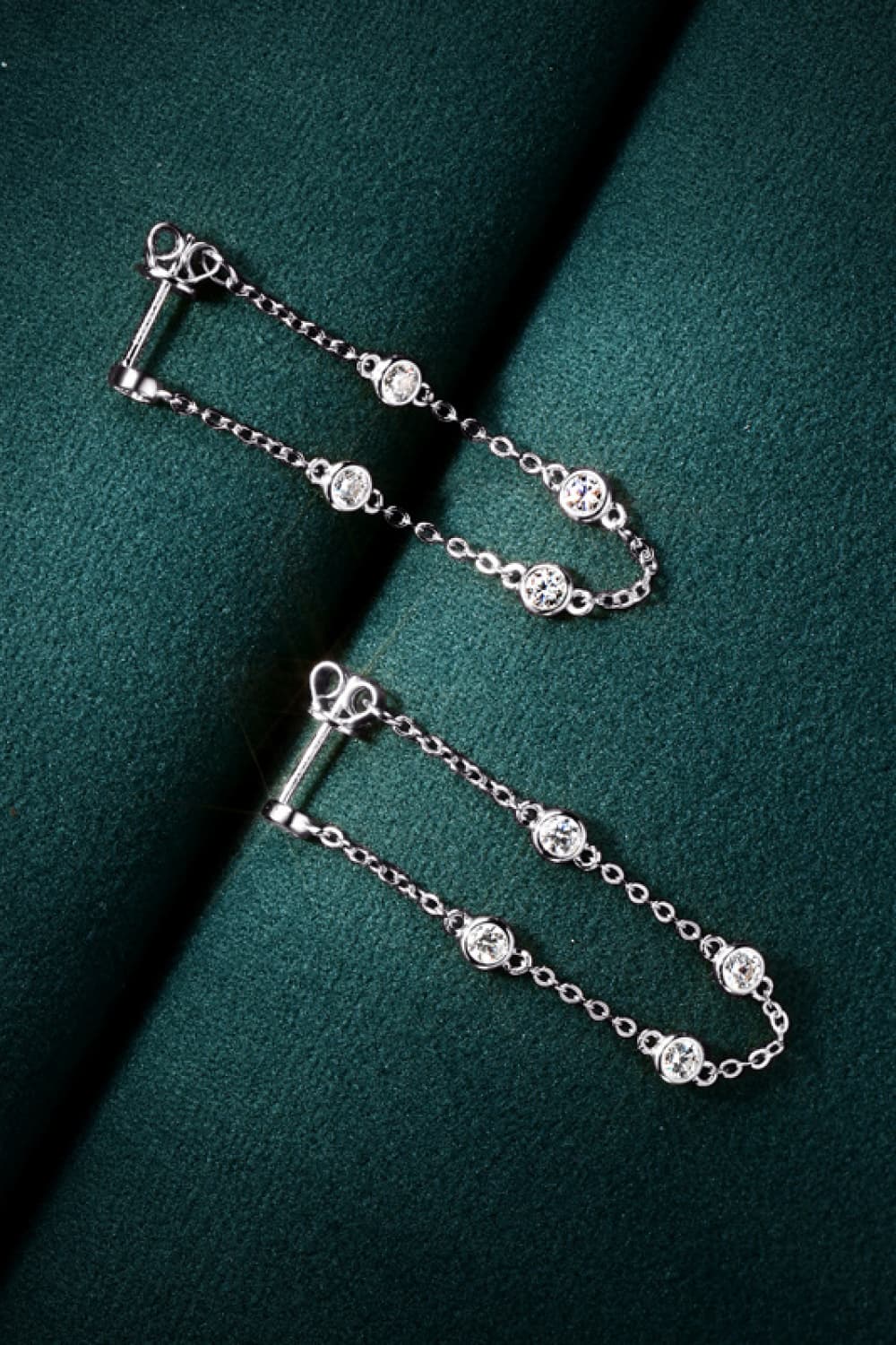 1 Carat Moissanite 925 Sterling Silver Chain Earrings BLUE ZONE PLANET