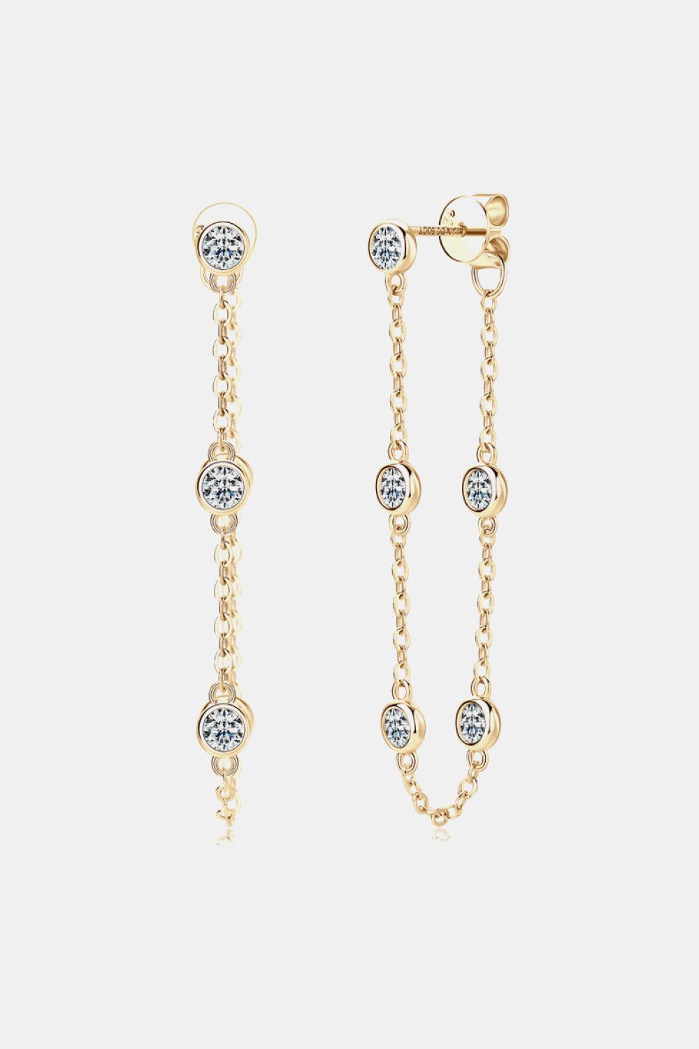 1 Carat Moissanite 925 Sterling Silver Chain Earrings BLUE ZONE PLANET
