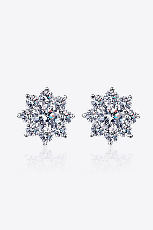 1 Carat Moissanite 925 Sterling Silver Flower Earrings BLUE ZONE PLANET