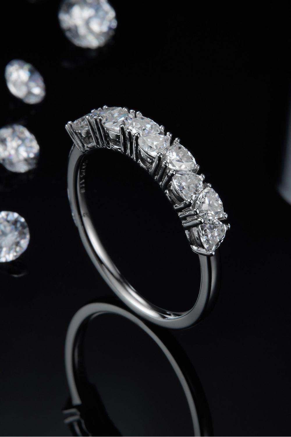 1 Carat Moissanite 925 Sterling Silver Half-Eternity Ring BLUE ZONE PLANET