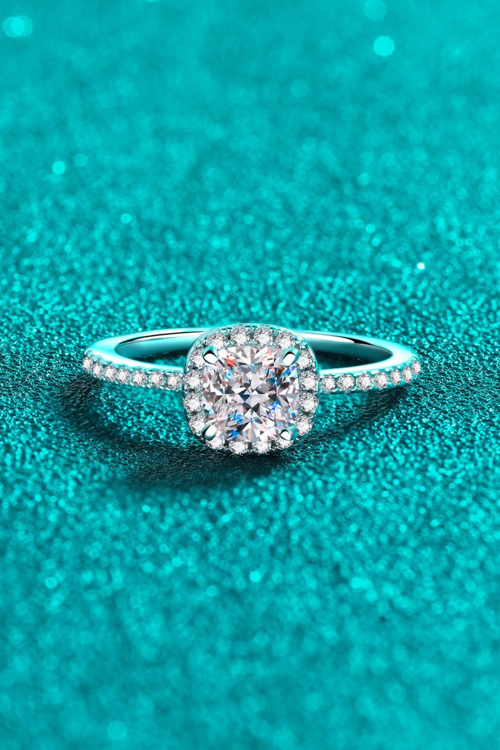 1 Carat Moissanite 925 Sterling Silver Halo Ring BLUE ZONE PLANET