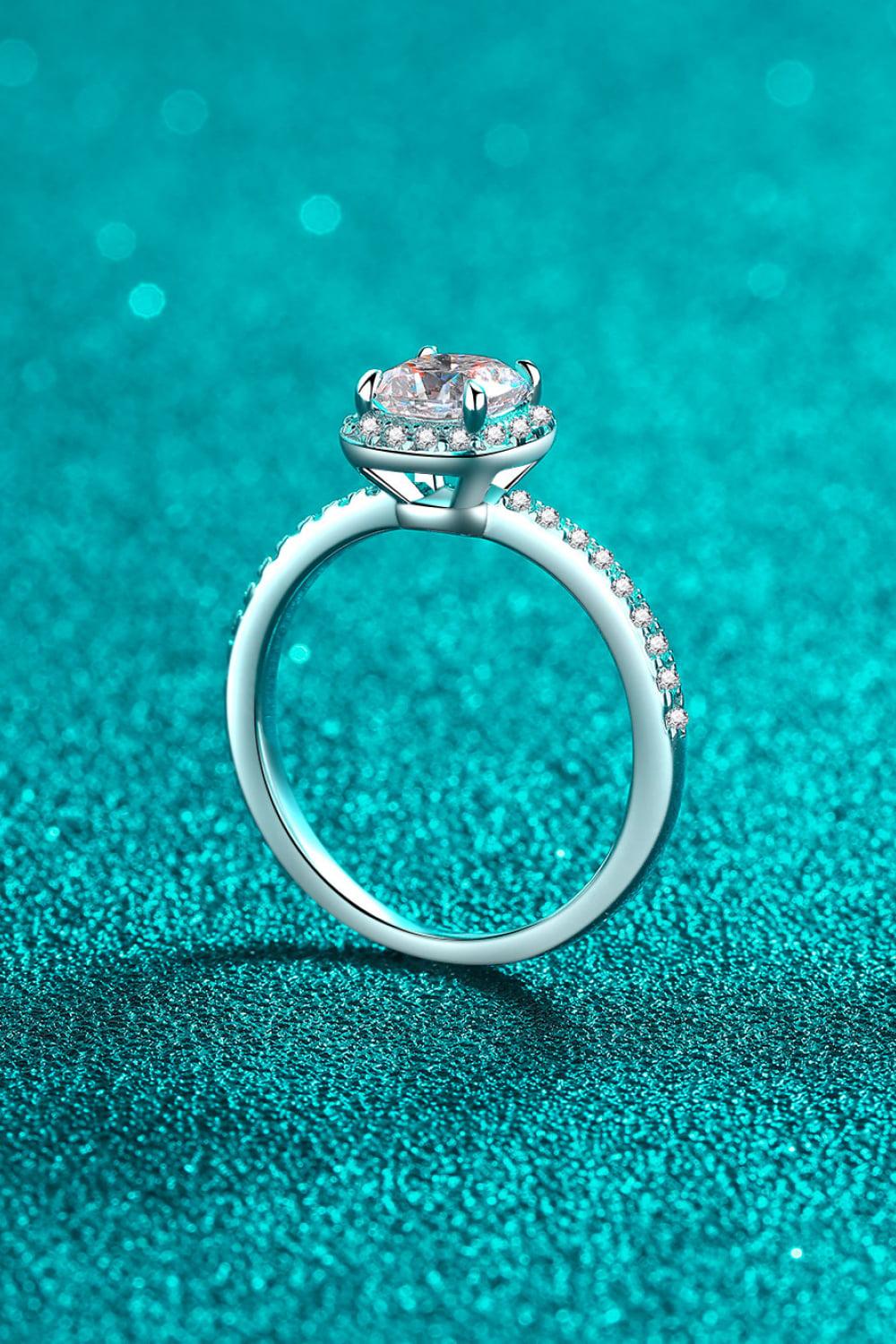 1 Carat Moissanite 925 Sterling Silver Halo Ring BLUE ZONE PLANET
