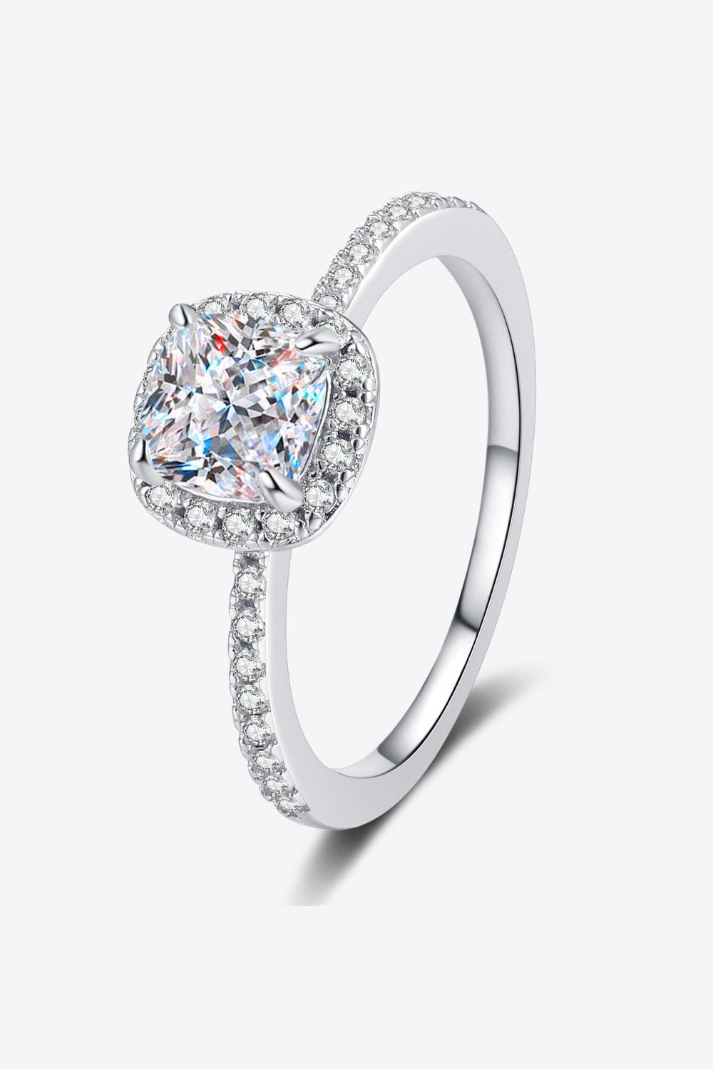 1 Carat Moissanite 925 Sterling Silver Halo Ring BLUE ZONE PLANET