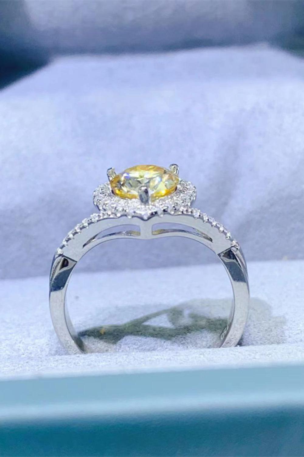 1 Carat Moissanite 925 Sterling Silver Heart Ring BLUE ZONE PLANET