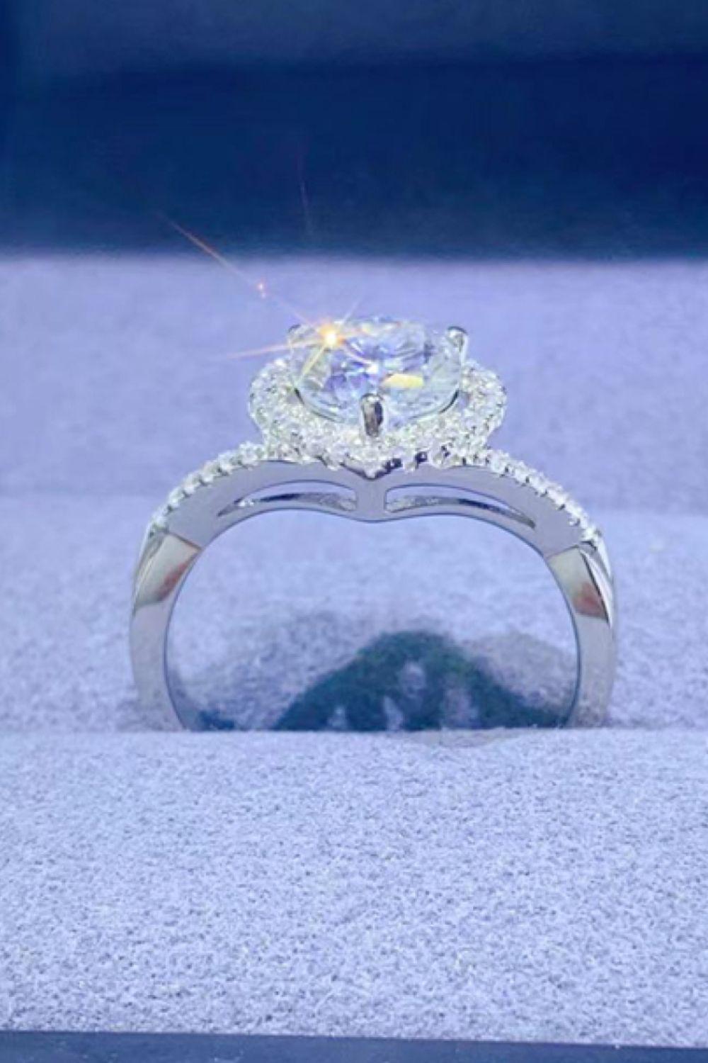 1 Carat Moissanite 925 Sterling Silver Heart Ring BLUE ZONE PLANET