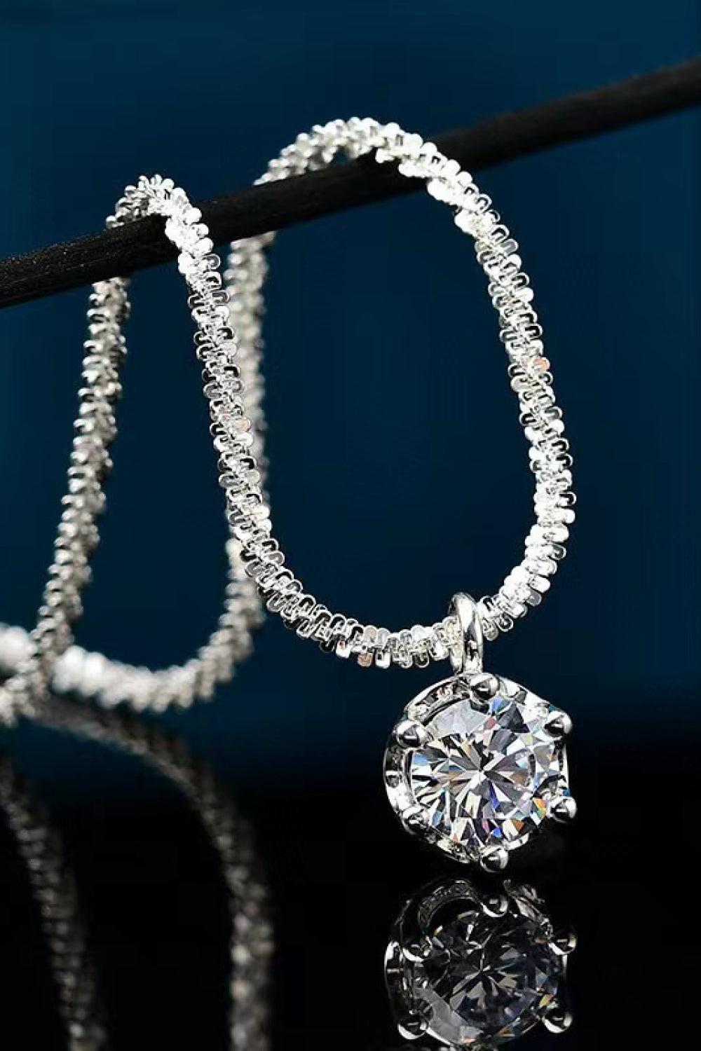 1 Carat Moissanite 925 Sterling Silver Necklace BLUE ZONE PLANET