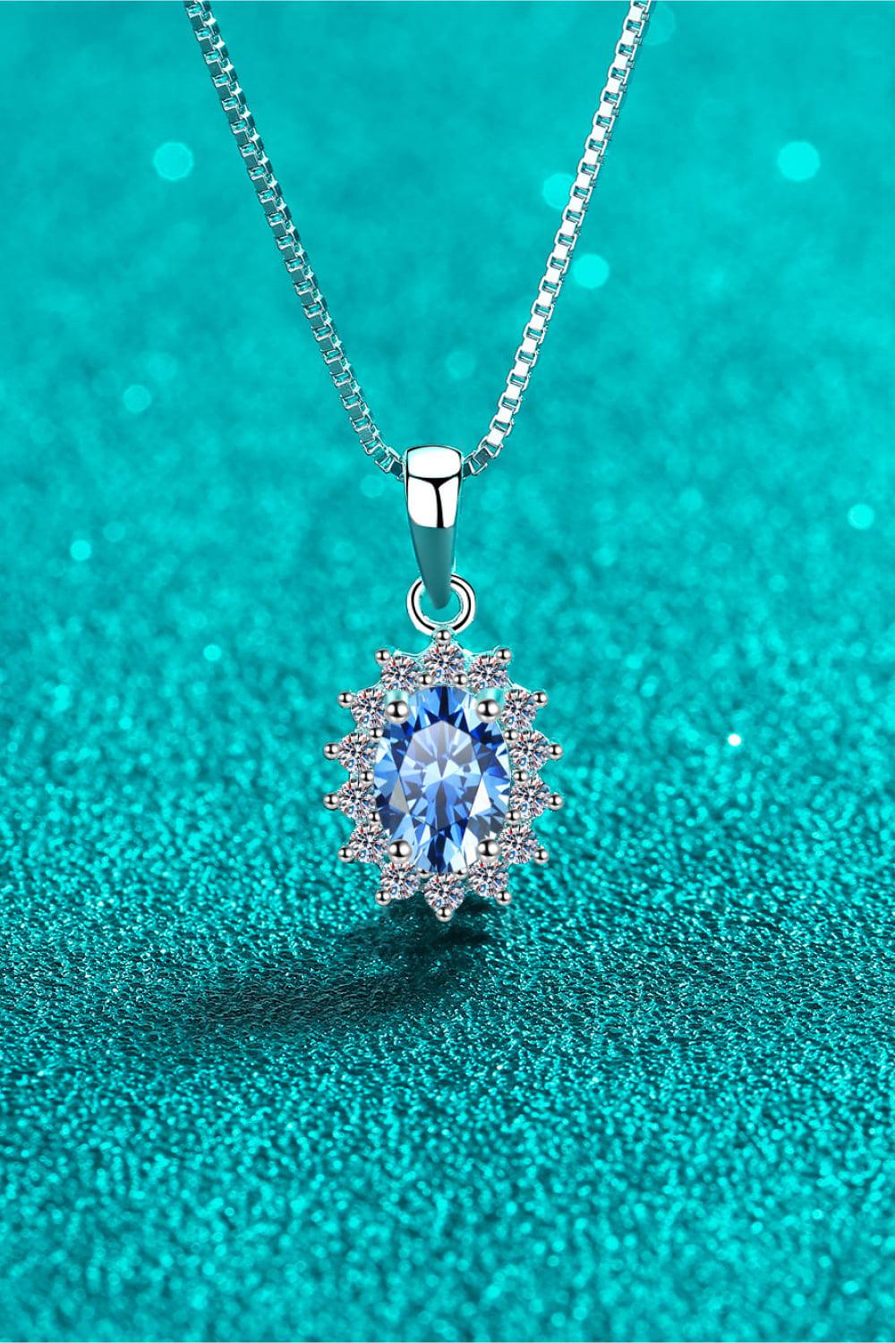 1 Carat Moissanite 925 Sterling Silver Necklace BLUE ZONE PLANET