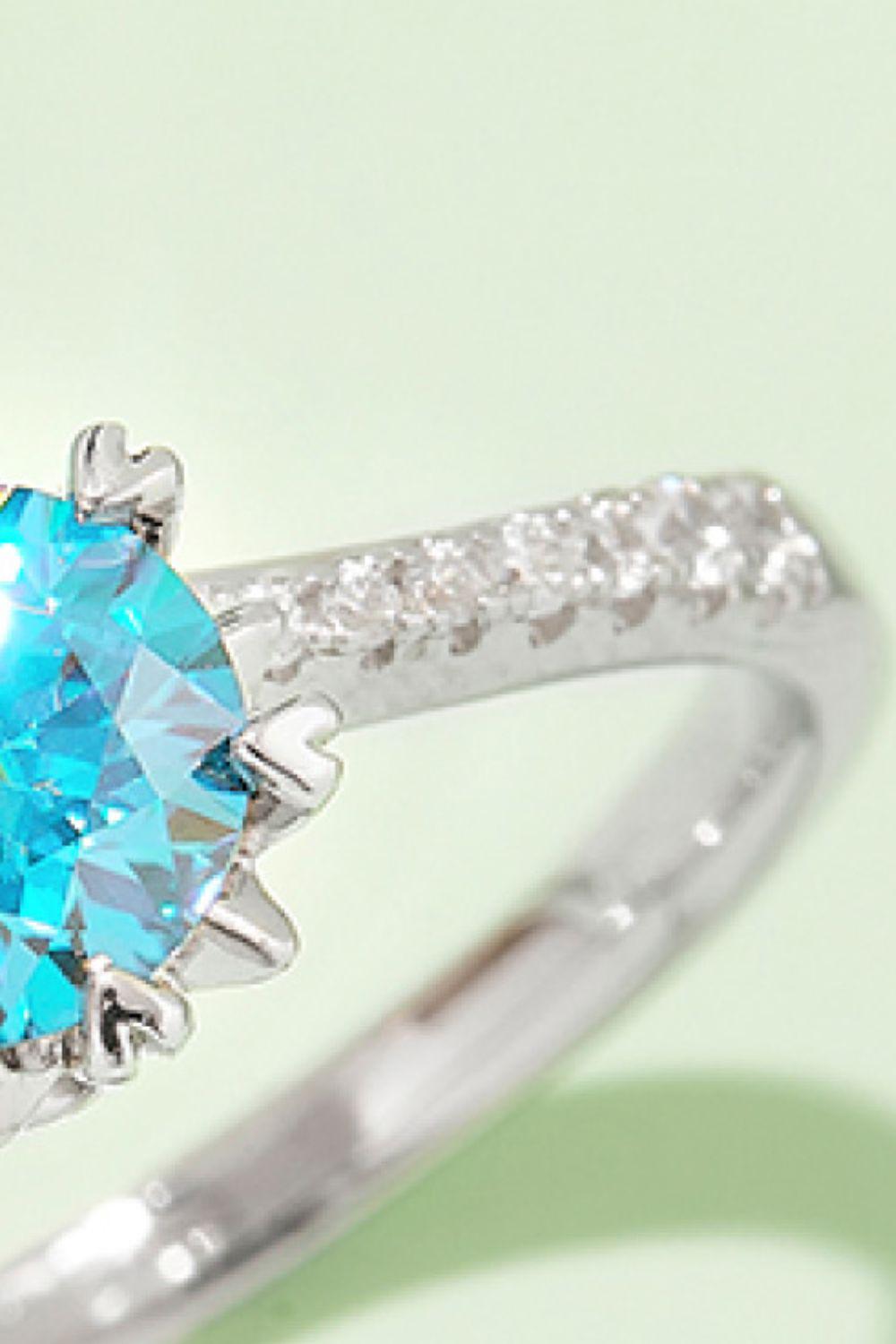 1 Carat Moissanite 925 Sterling Silver Ring BLUE ZONE PLANET