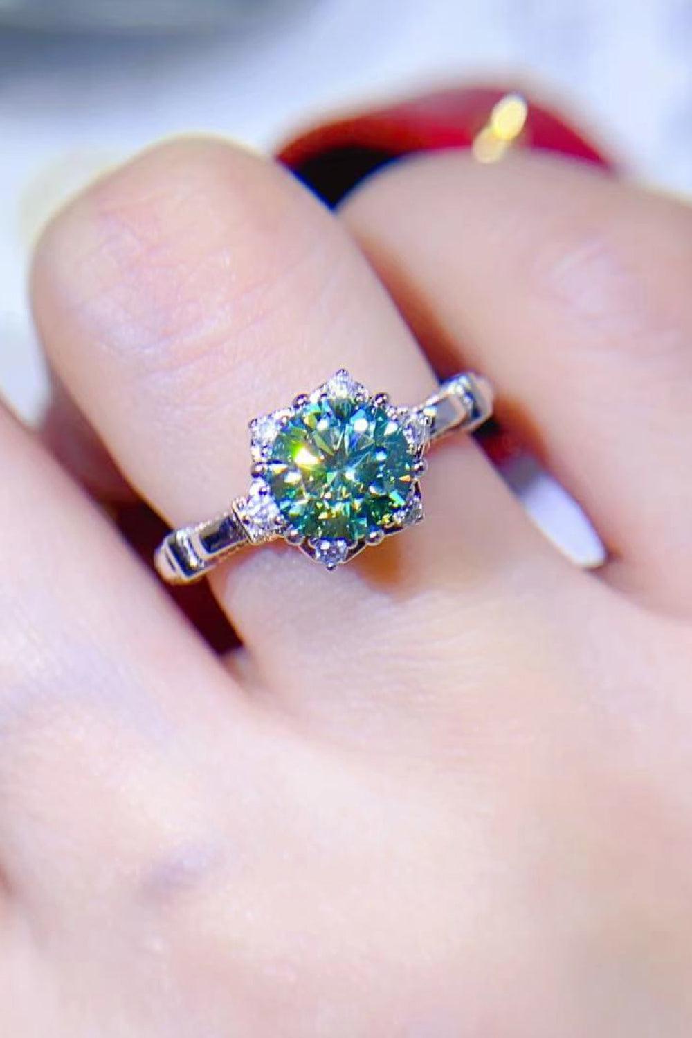 1 Carat Moissanite 925 Sterling Silver Ring BLUE ZONE PLANET