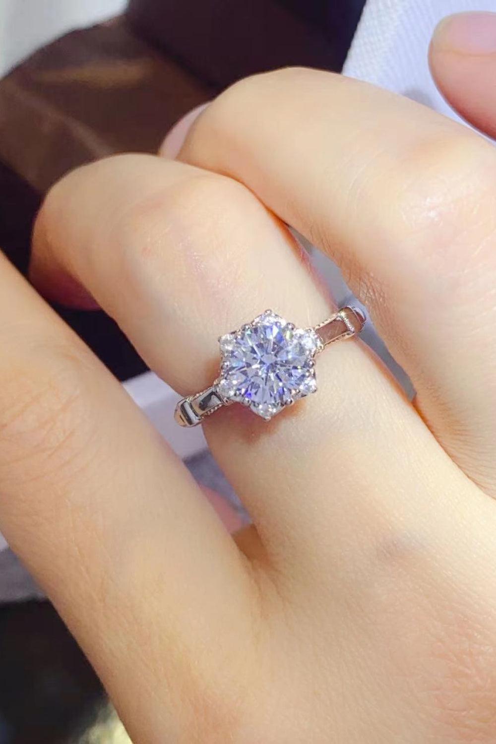 1 Carat Moissanite 925 Sterling Silver Ring BLUE ZONE PLANET