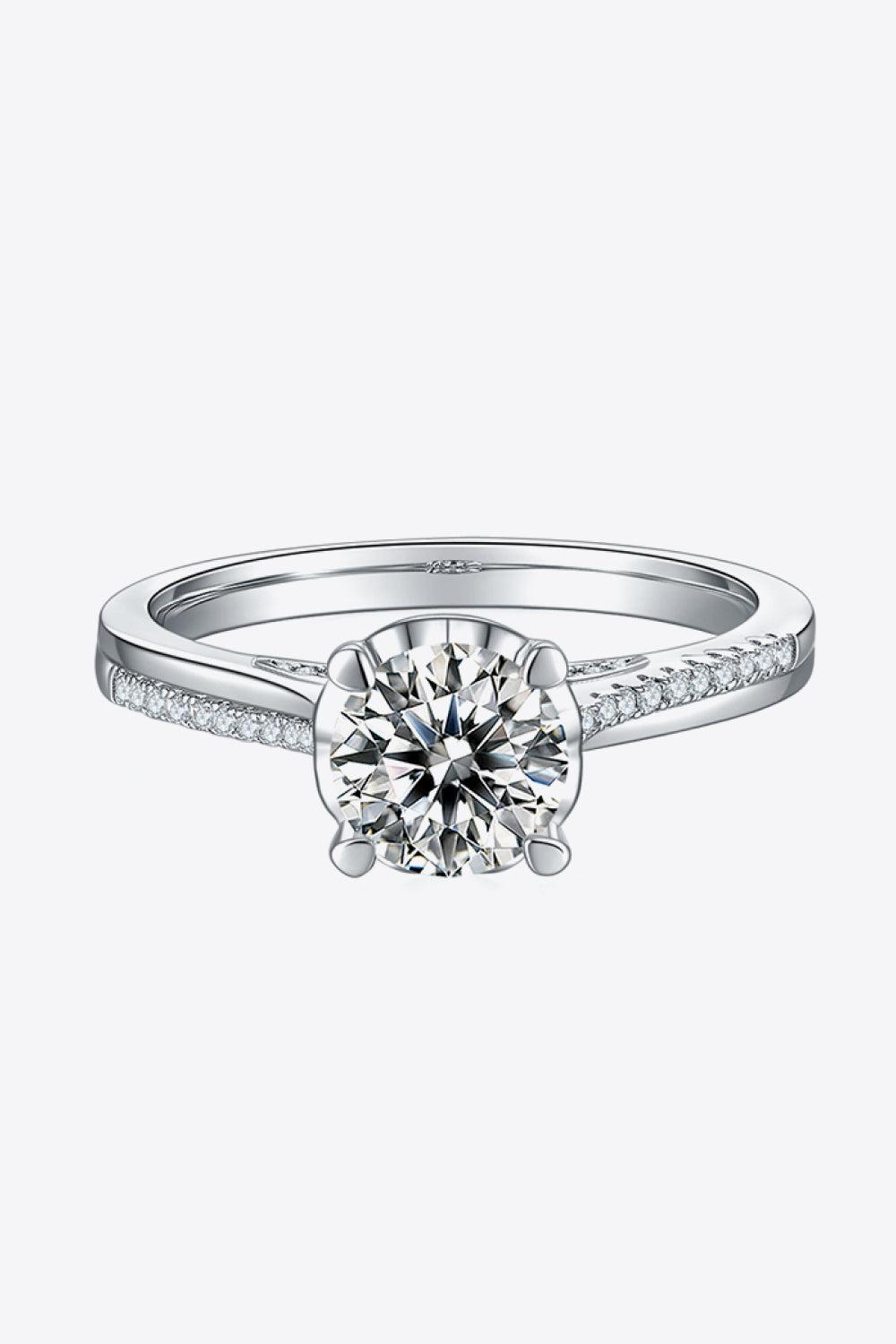 1 Carat Moissanite 925 Sterling Silver Side Stone Ring BLUE ZONE PLANET