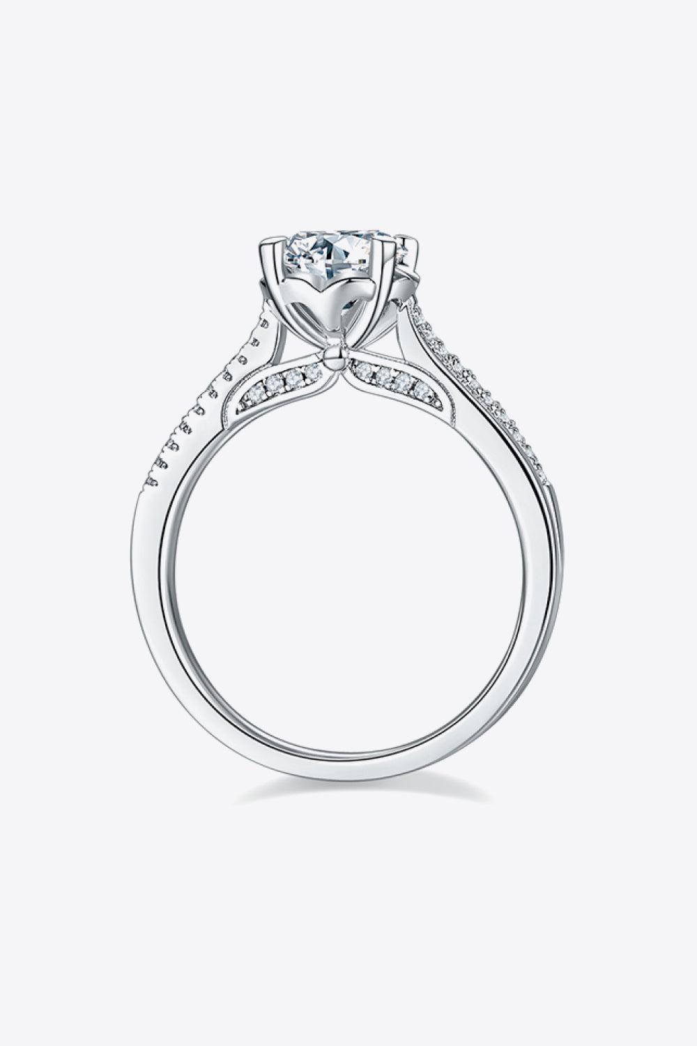 1 Carat Moissanite 925 Sterling Silver Side Stone Ring BLUE ZONE PLANET