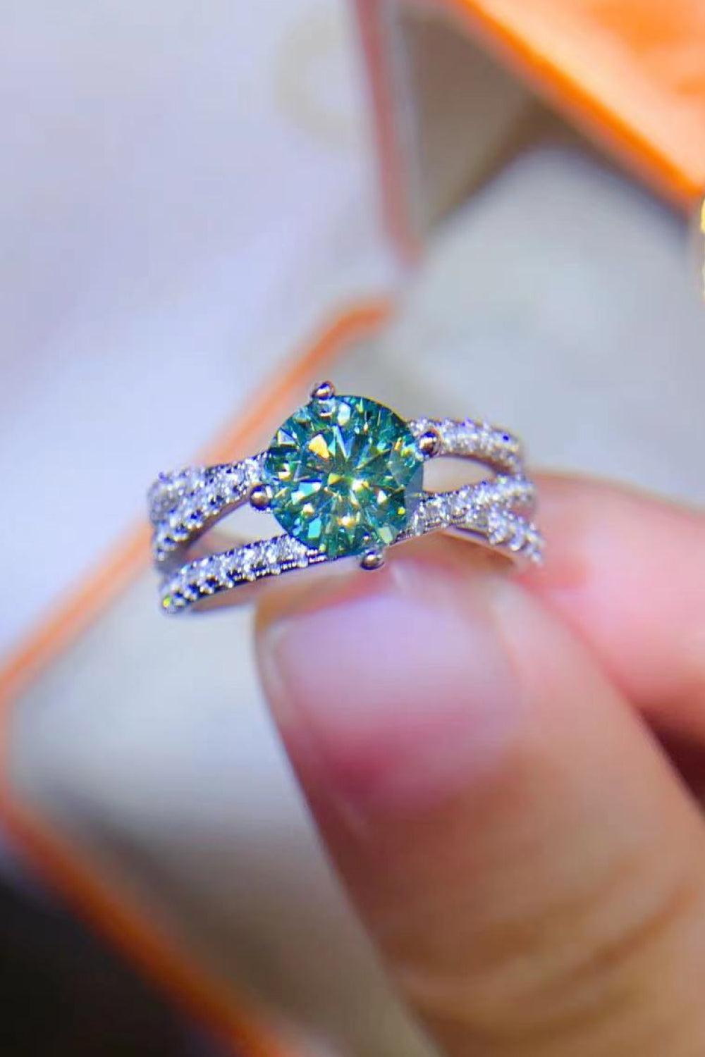 1 Carat Moissanite Contrast 925 Sterling Silver Ring BLUE ZONE PLANET