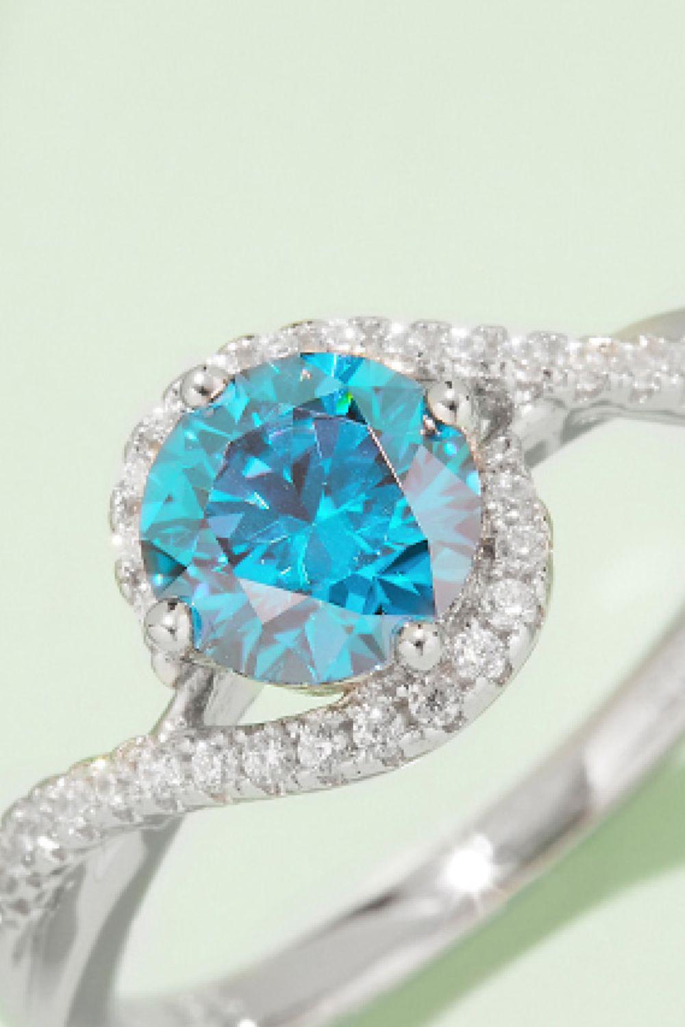 1 Carat Moissanite Contrast 925 Sterling Silver Ring BLUE ZONE PLANET