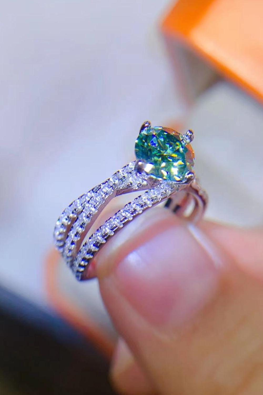 1 Carat Moissanite Contrast 925 Sterling Silver Ring BLUE ZONE PLANET