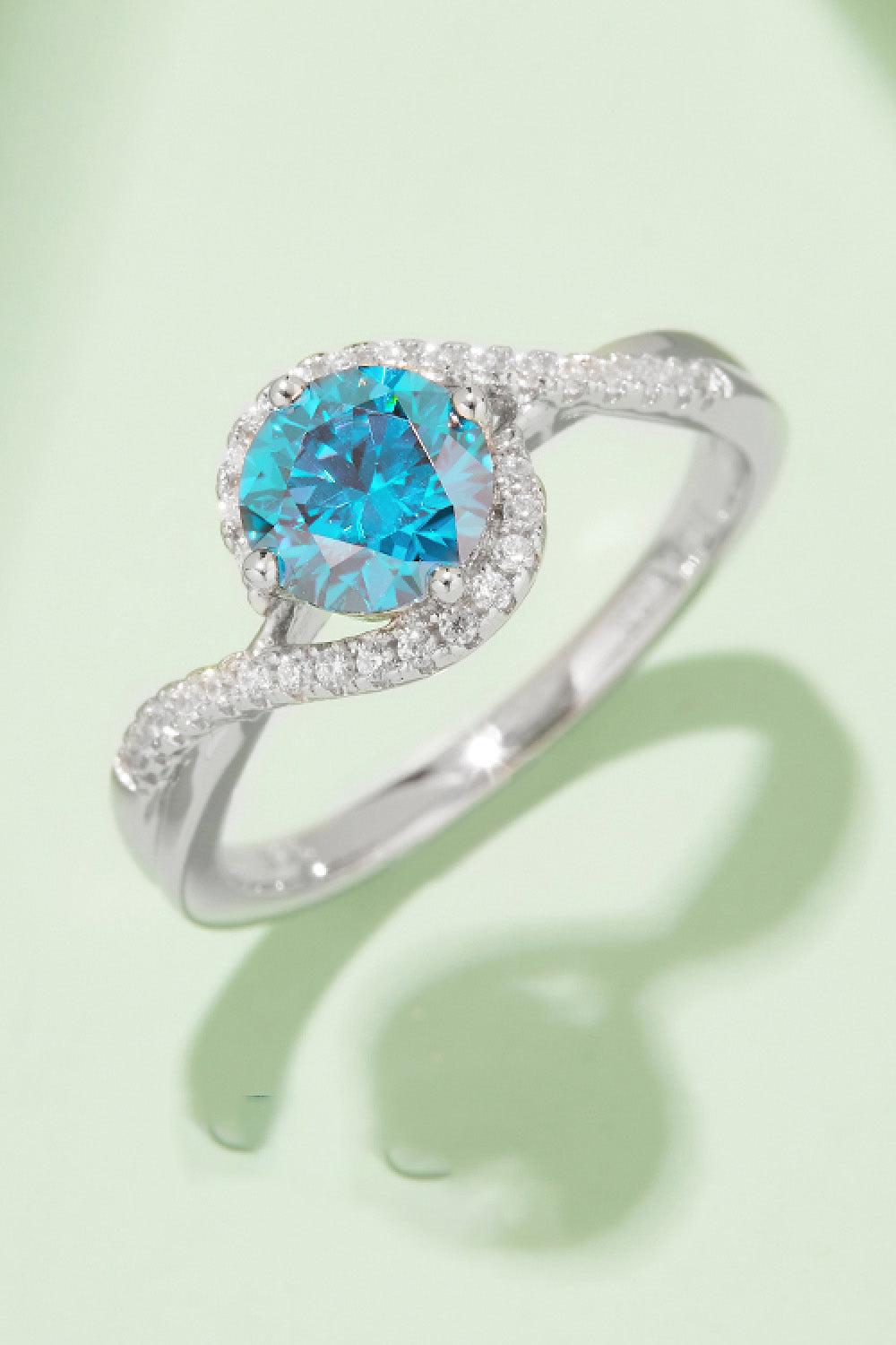 1 Carat Moissanite Contrast 925 Sterling Silver Ring BLUE ZONE PLANET