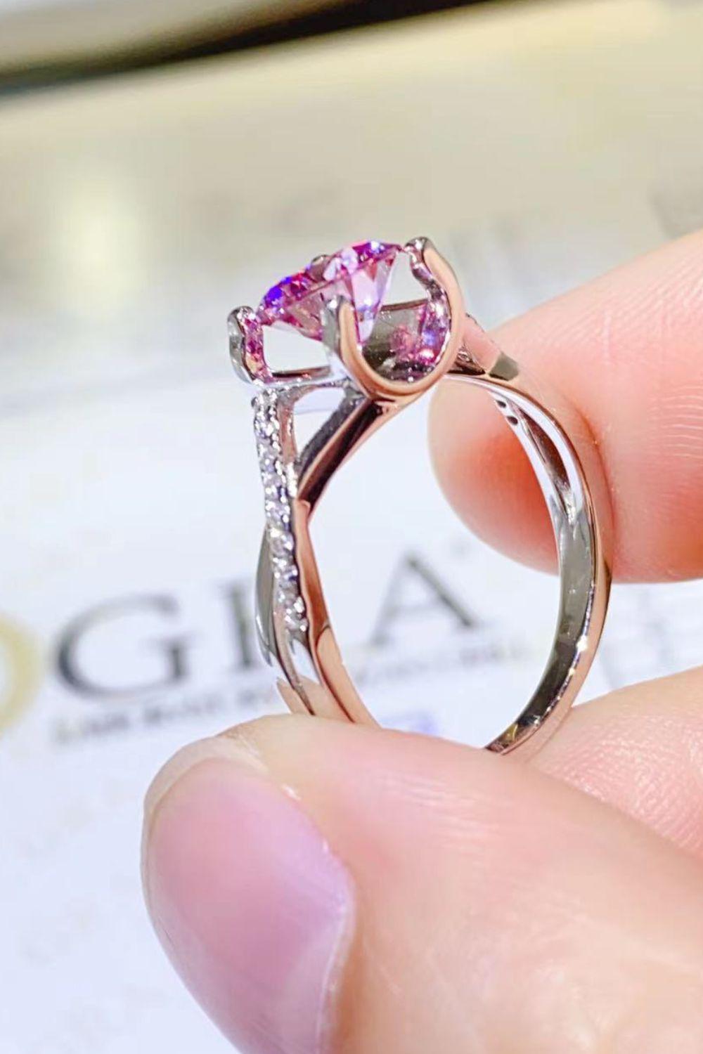 1 Carat Moissanite Crisscross 925 Sterling Silver Ring BLUE ZONE PLANET