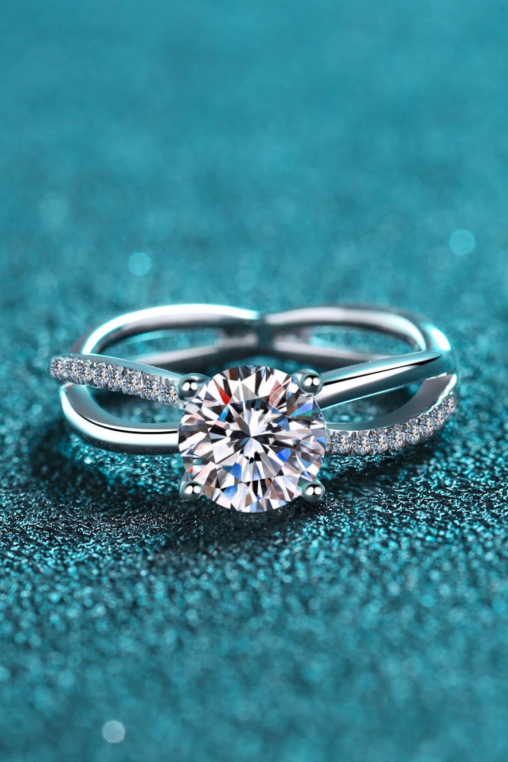1 Carat Moissanite Crisscross Split Shank Ring BLUE ZONE PLANET