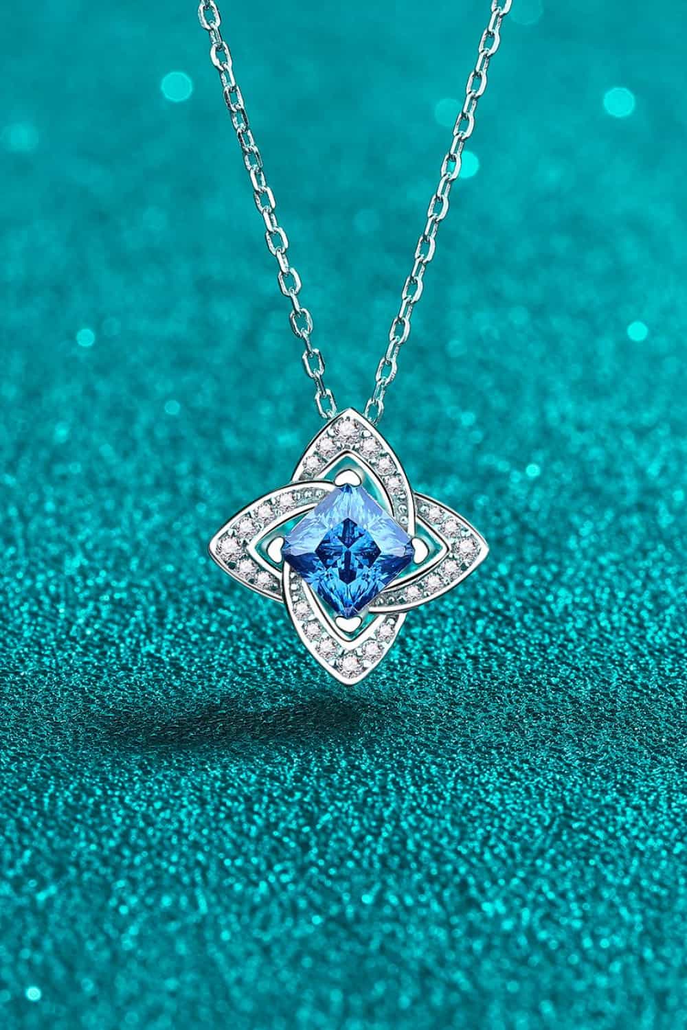 1 Carat Moissanite Floral Pendant Necklace BLUE ZONE PLANET
