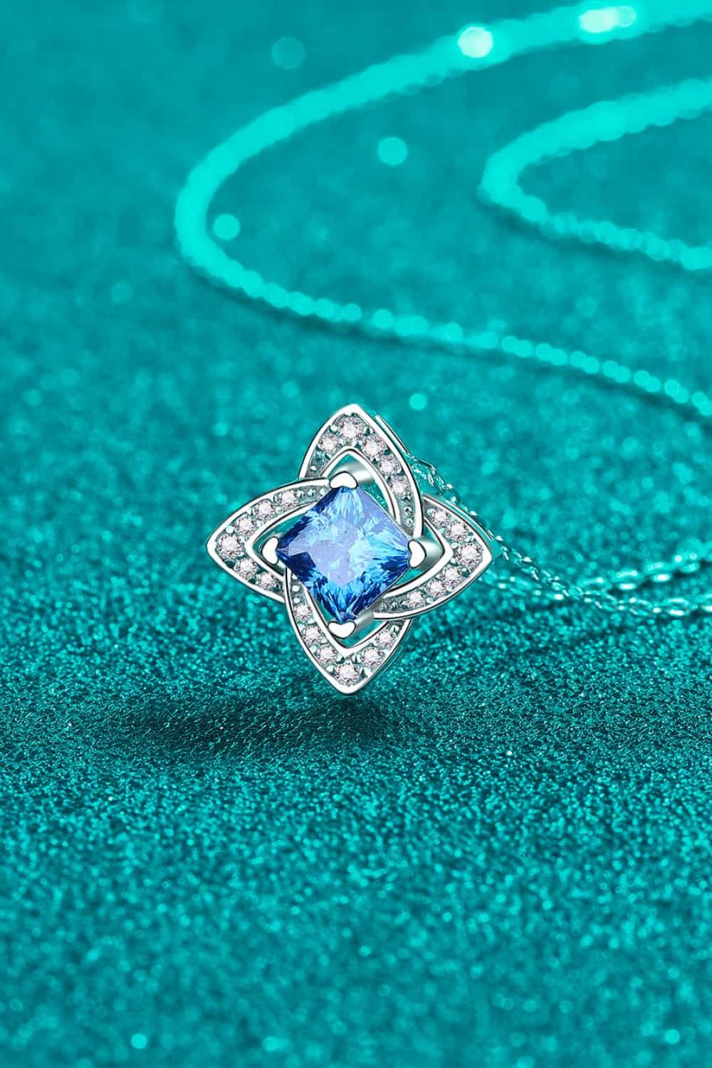 1 Carat Moissanite Floral Pendant Necklace BLUE ZONE PLANET