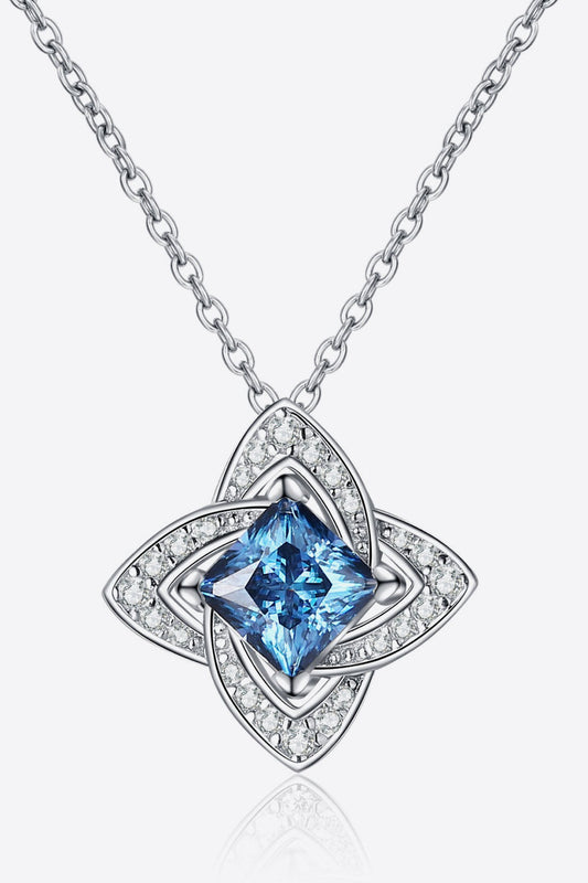1 Carat Moissanite Floral Pendant Necklace BLUE ZONE PLANET