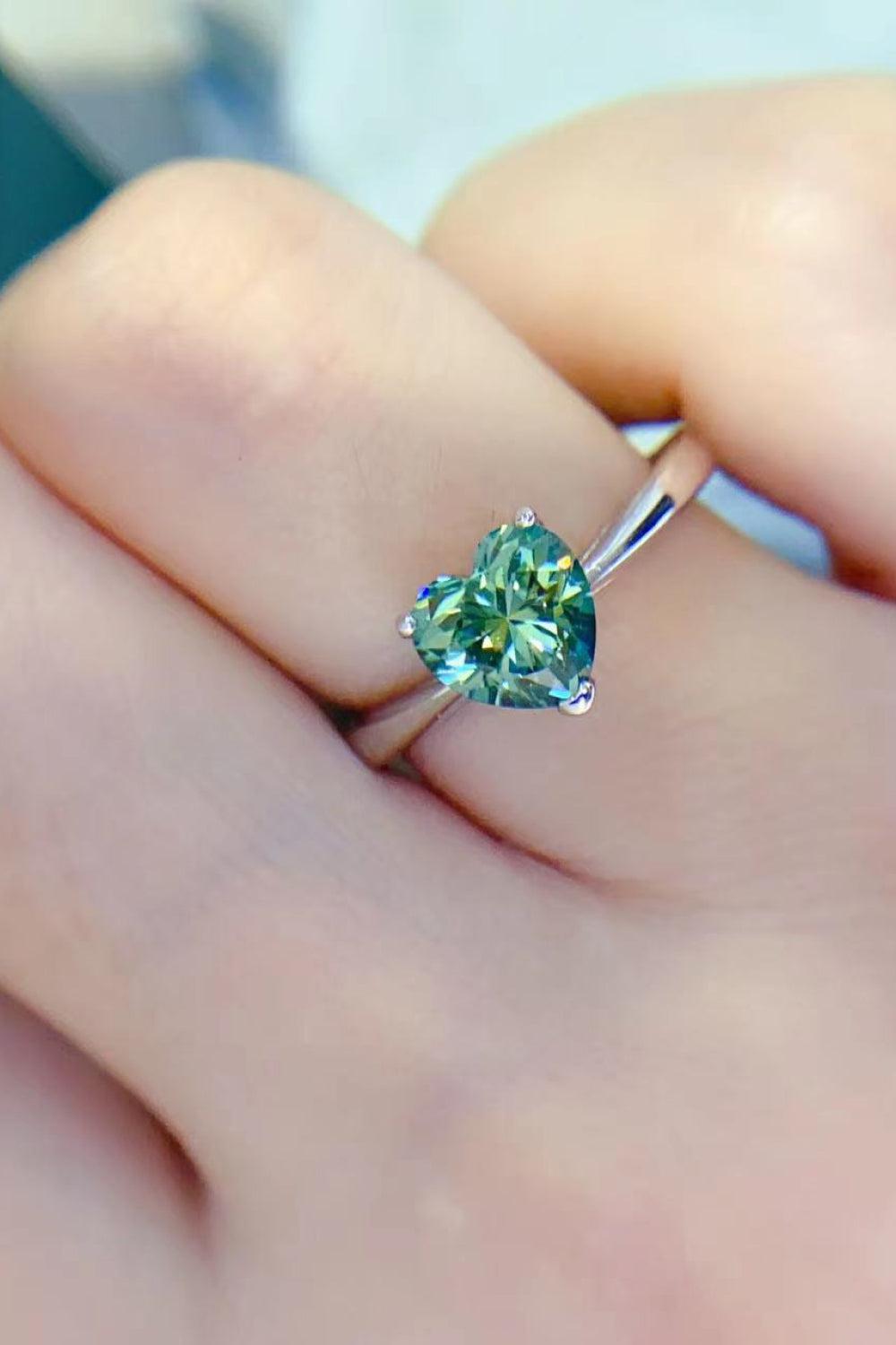 1 Carat Moissanite Heart 925 Sterling Silver Ring BLUE ZONE PLANET