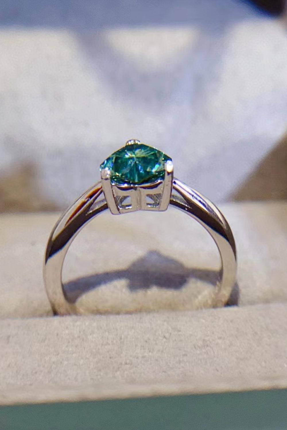 1 Carat Moissanite Heart 925 Sterling Silver Ring BLUE ZONE PLANET