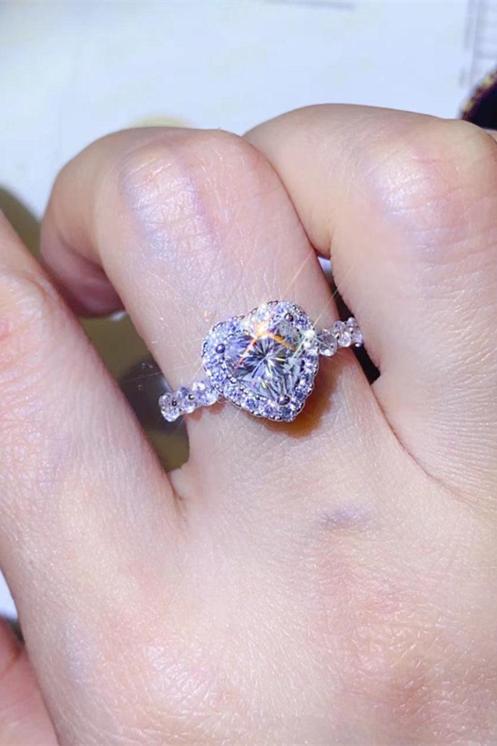 1 Carat Moissanite Heart Ring BLUE ZONE PLANET