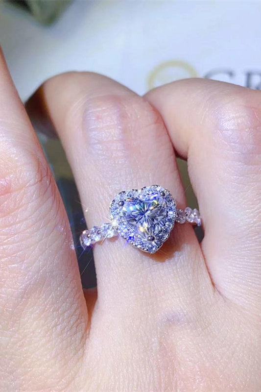 1 Carat Moissanite Heart Ring BLUE ZONE PLANET