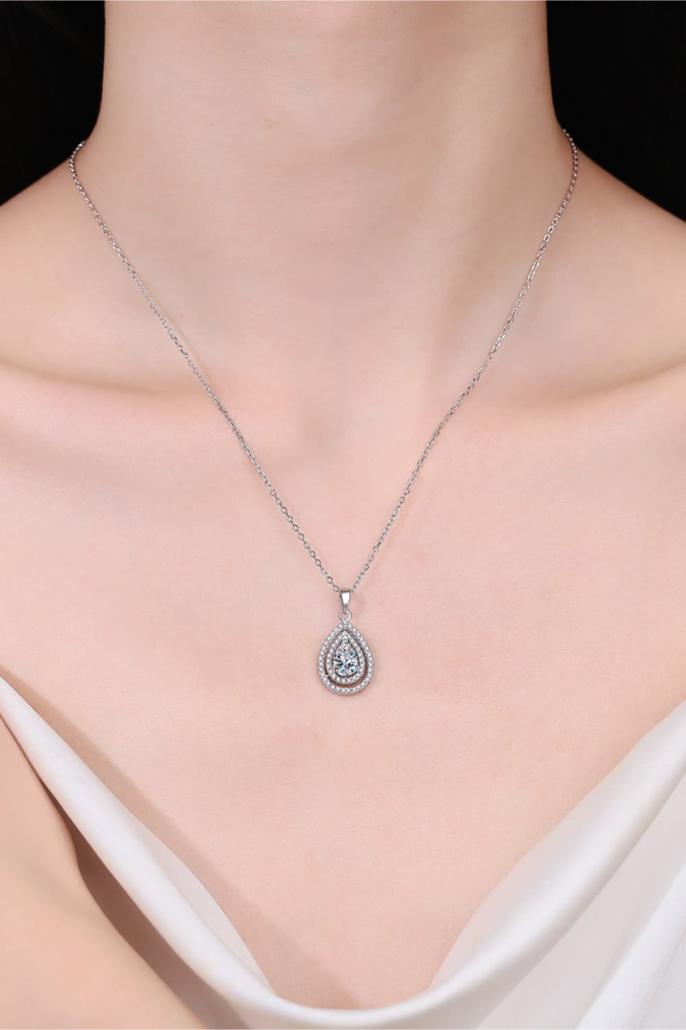 1 Carat Moissanite Teardrop Pendant Necklace BLUE ZONE PLANET