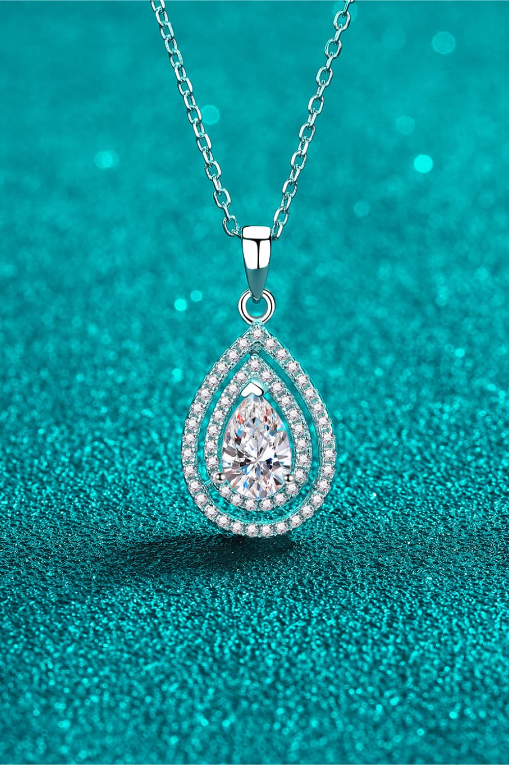 1 Carat Moissanite Teardrop Pendant Necklace BLUE ZONE PLANET
